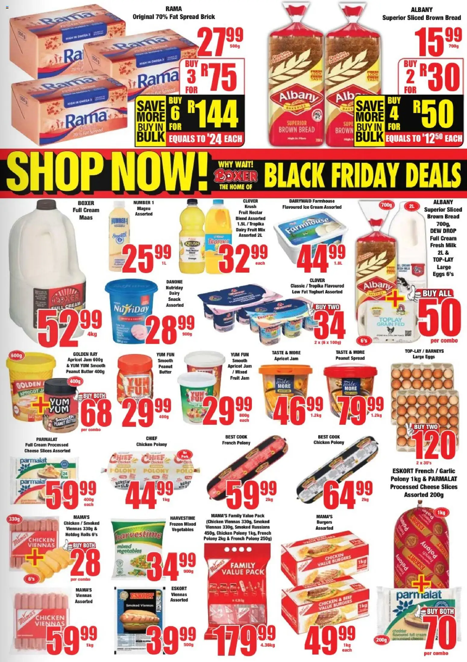 New Boxer catalogue – valid from 10.11.2025 | Page: 3 | Products: Jam, Yoghurt, Burgers, Fruit