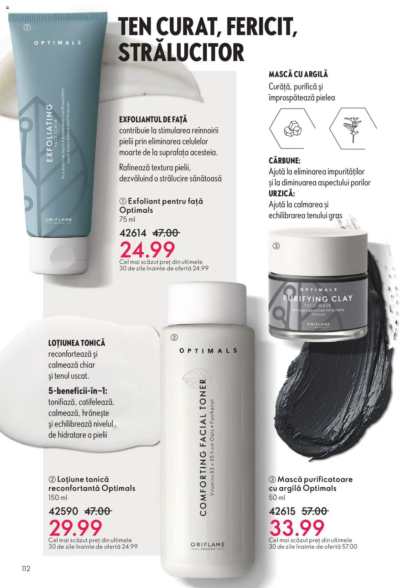 Noul catalog Oriflame – valabil de la 12.11.2025 | Pagină: 112 | Produse: Loțiune tonică, Exfoliant, Scrub, Toner