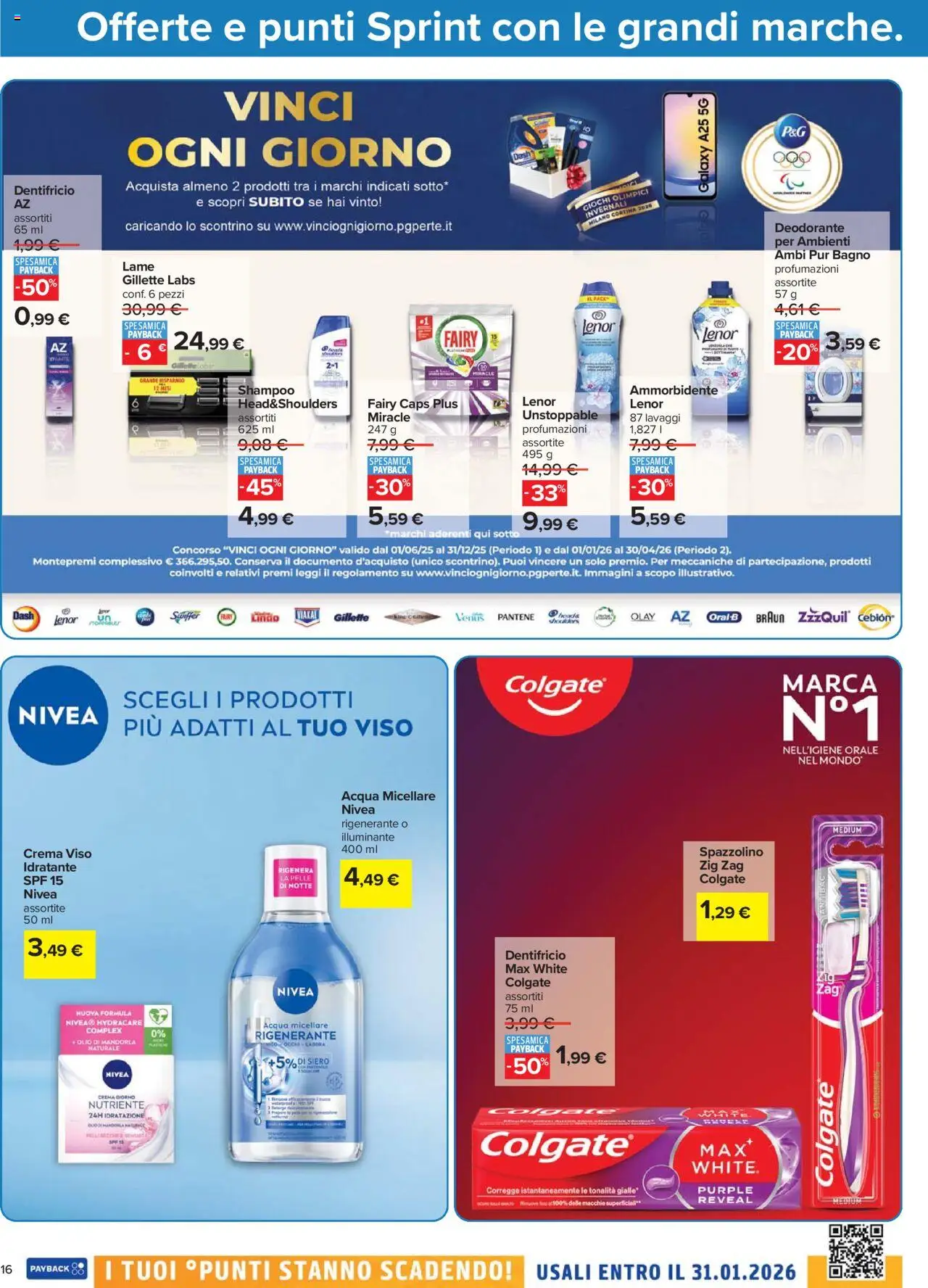 Volantino Carrefour del 23.10.2025 | Pagina: 16 | Prodotti: Acqua micellare, Dentifricio, Ammorbidente, Bagno