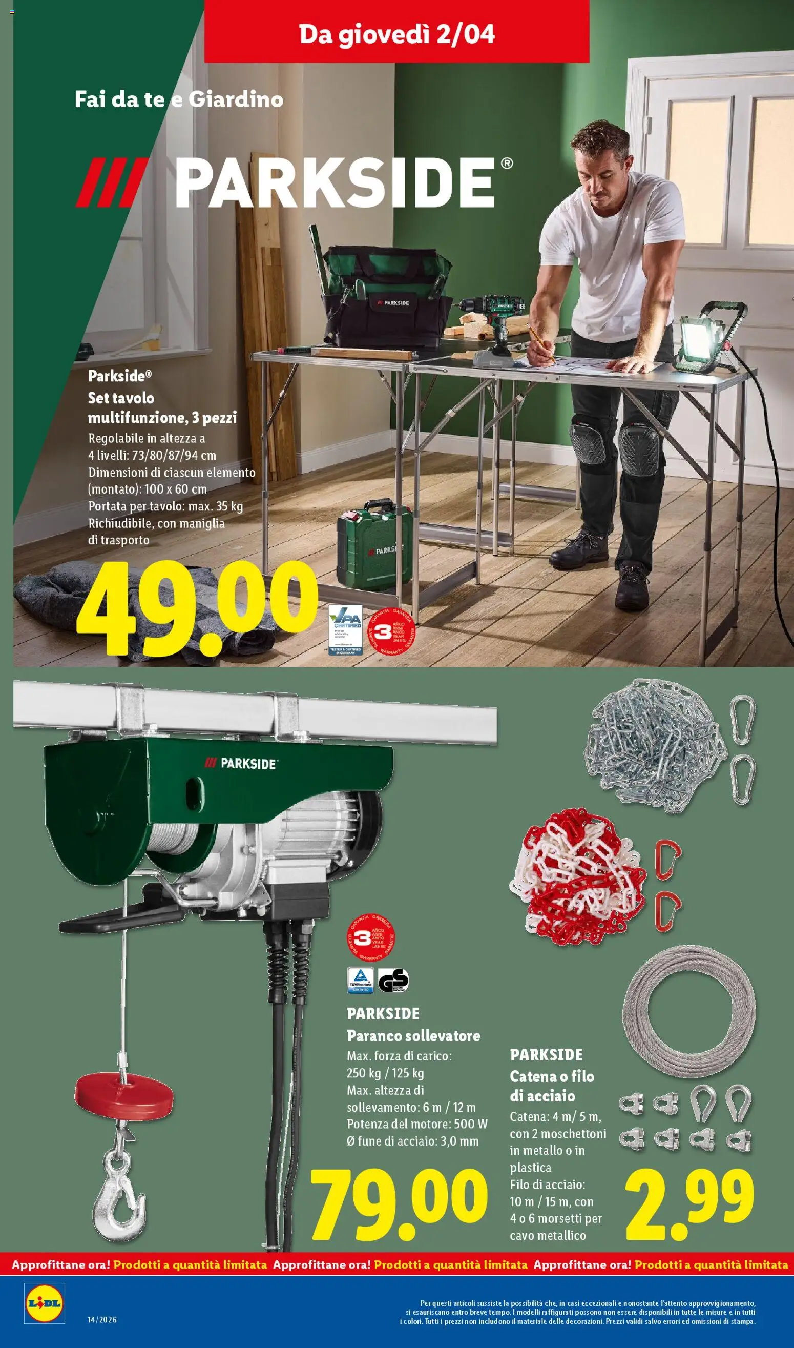 Volantino Lidl del 30.03.2026 | Pagina: 44 | Prodotti: Tè, Cavo, Tavolo