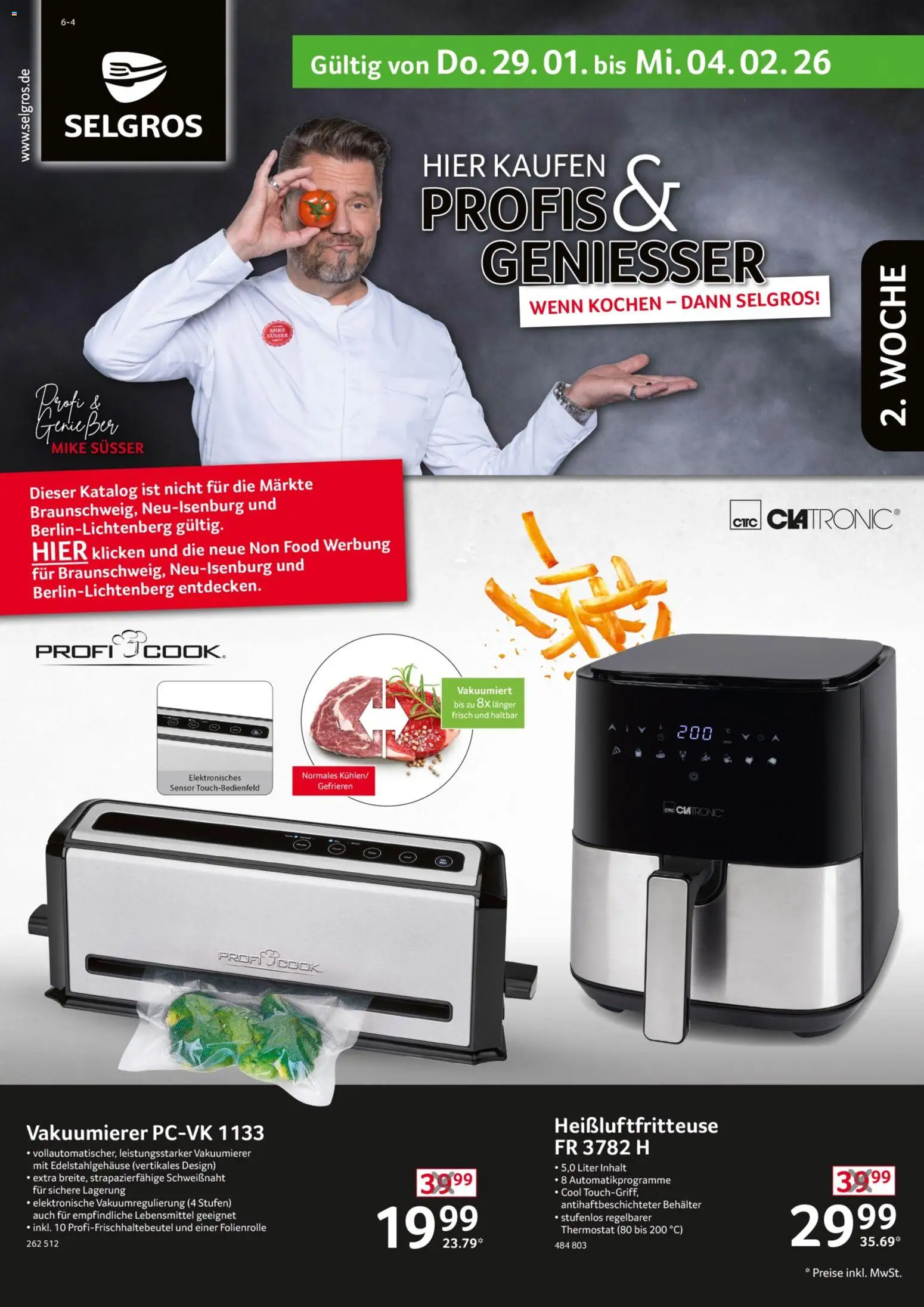 Selgros  Non Food – gültig ab 29.01.2026 | Seite: 1 | Produkte: Vakuumierer, Heißluftfritteuse