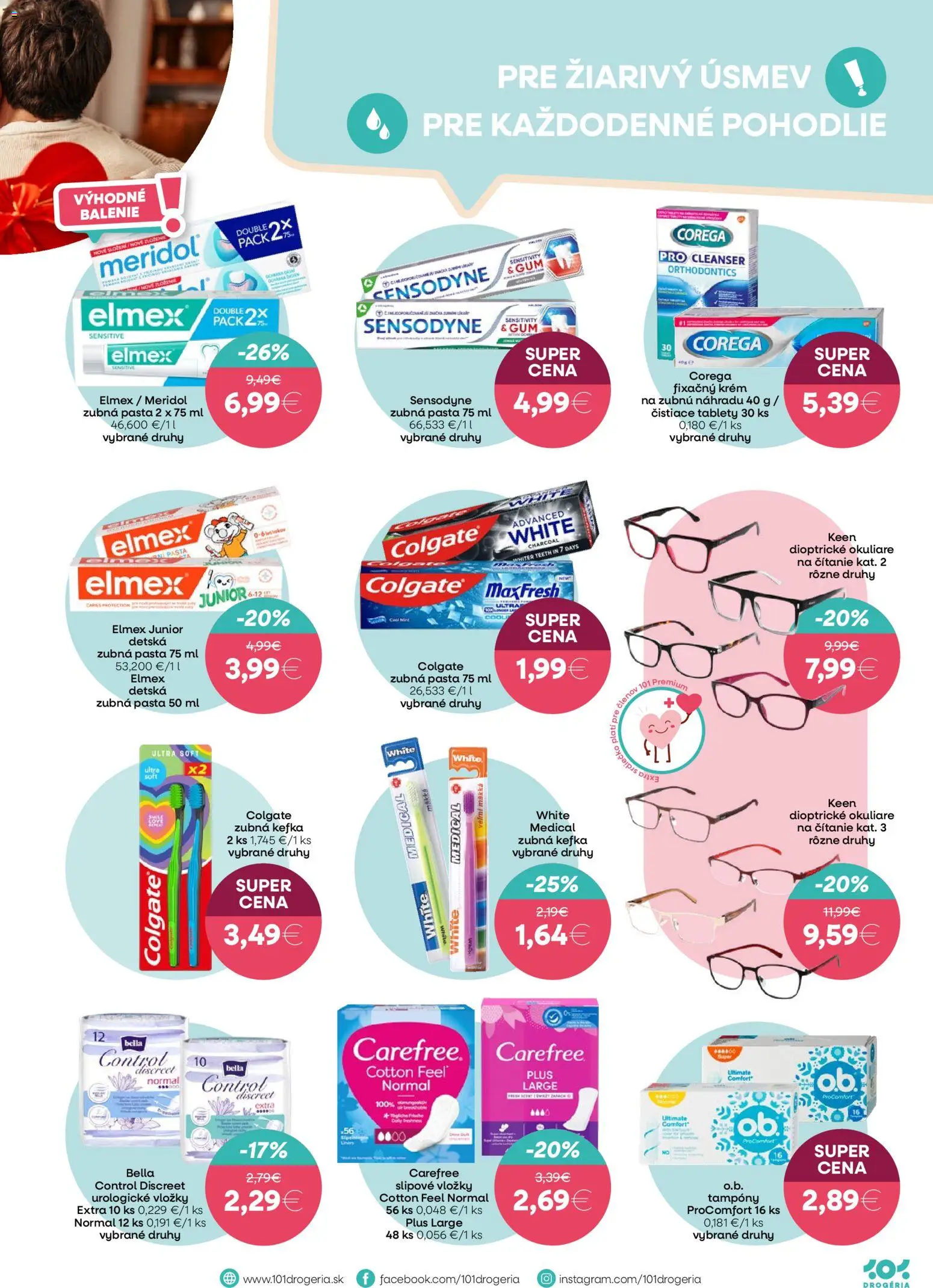 Nové 101 drogerie akcie – leták je platný od 11.02.2026 | Strana: 7 | Produkty: Zubná kefka, Zubná pasta, Krém, Okuliare