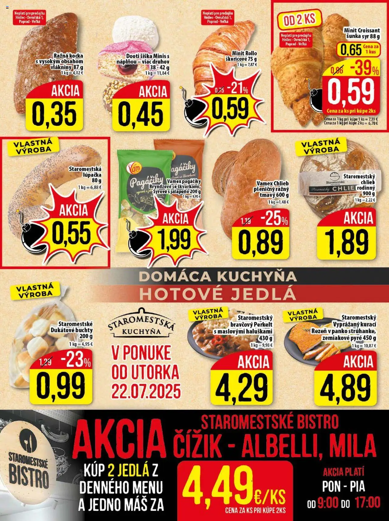 Klas leták │ platný od 21.07.2025 | Strana: 6 | Produkty: Kuchyňa, Šunka, Croissant, Mila