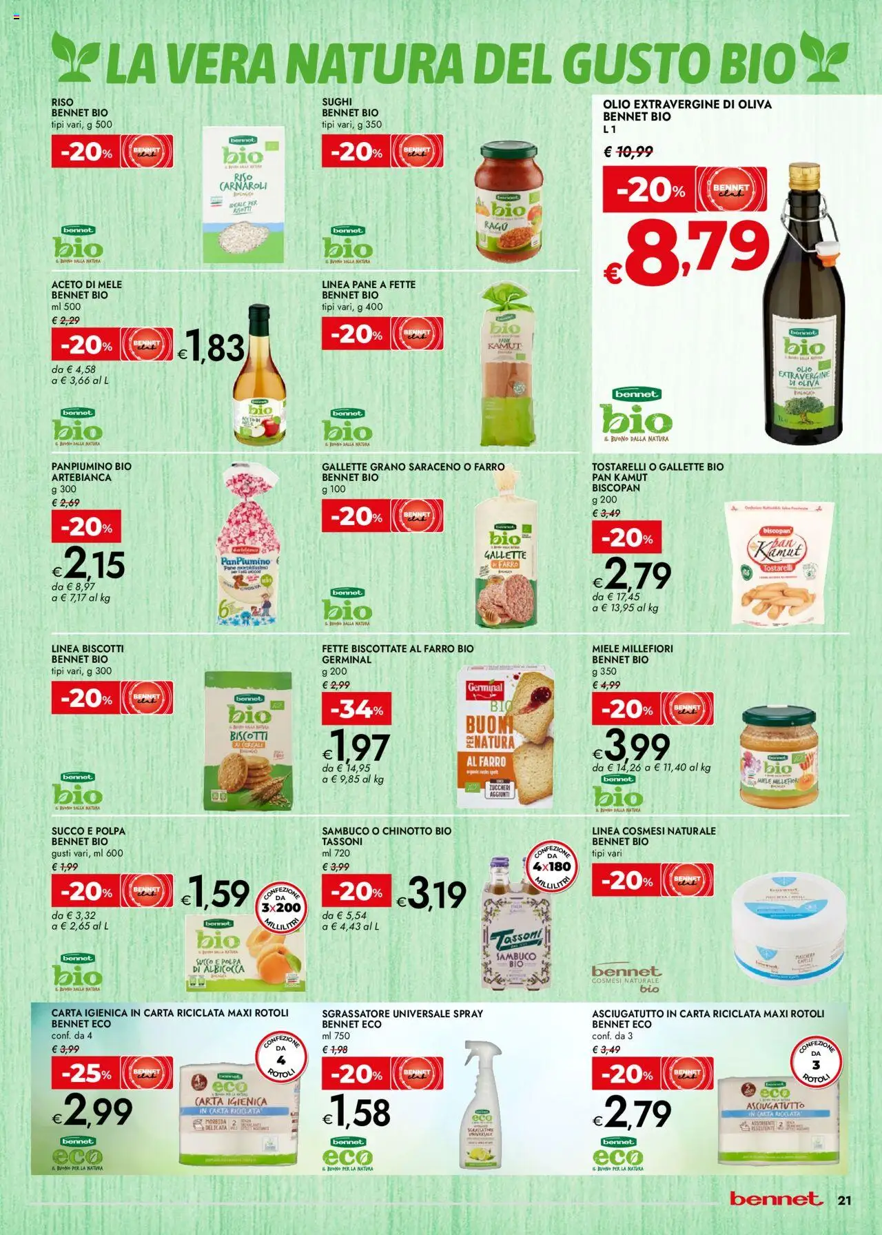 Volantino bennet del 31.07.2025 | Pagina: 21 | Prodotti: Riso Carnaroli, Succo, Aceto di mele, Farro