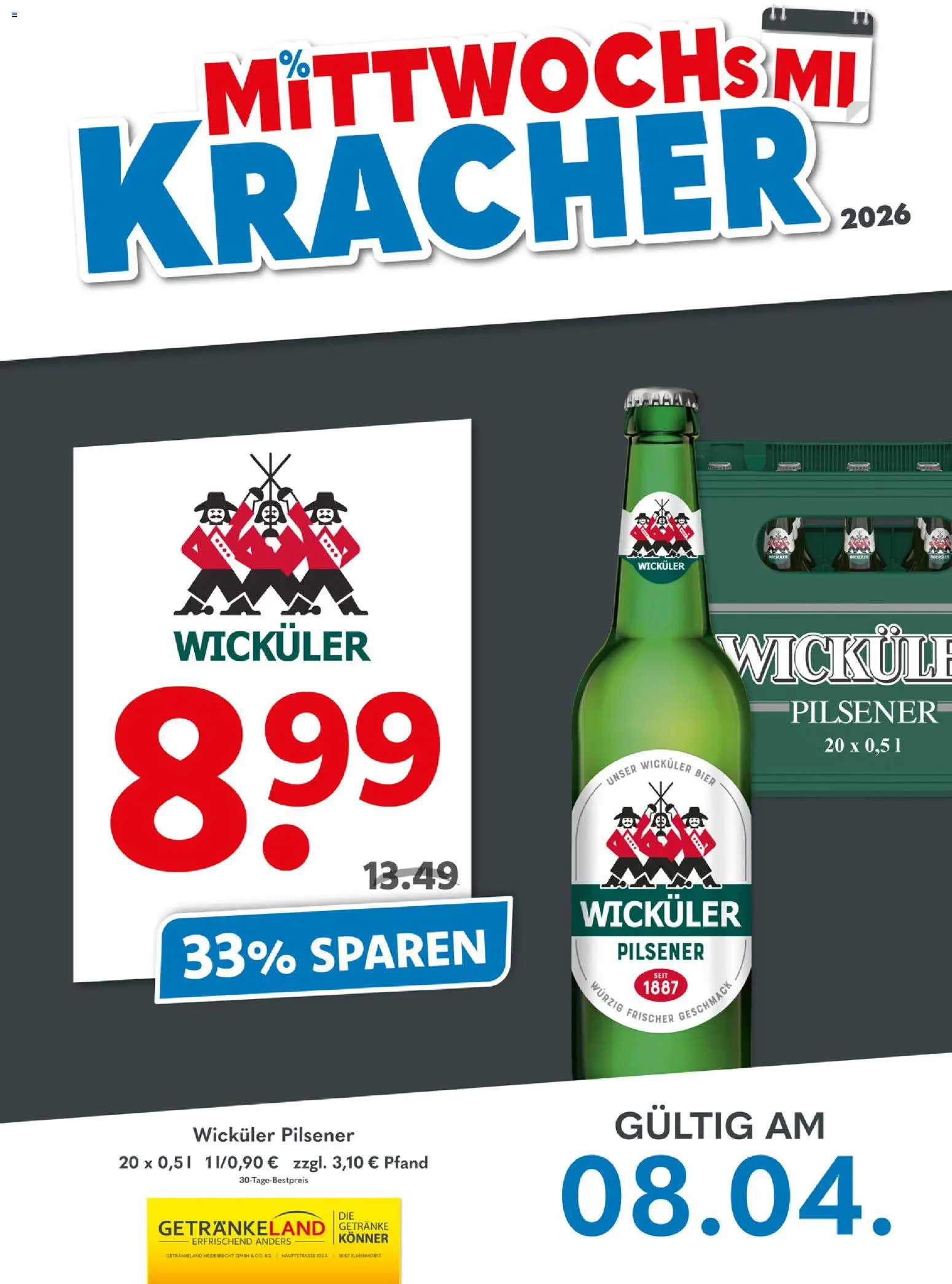 Getränkeland Mittwochs Kracher – gültig ab 08.04.2026 | Seite: 1 | Produkte: Bier