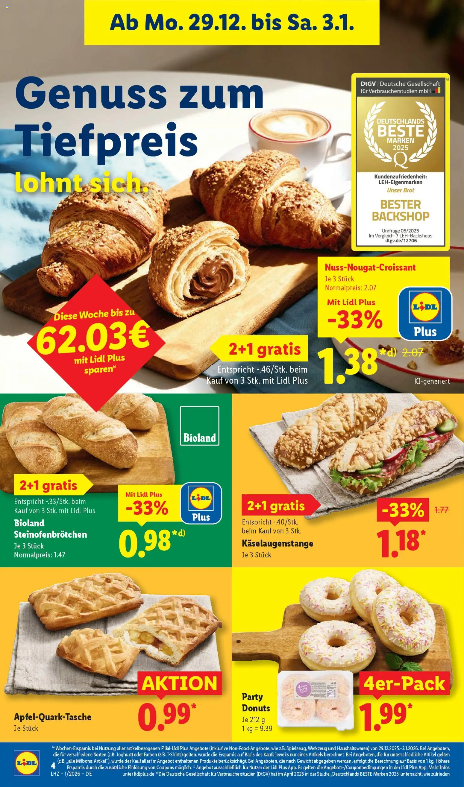 Lidl Prospekt Uffenheim – gültig ab 29.12.2025 | Seite: 10 | Produkte: Gewicht, Joghurt, Donuts, Brot