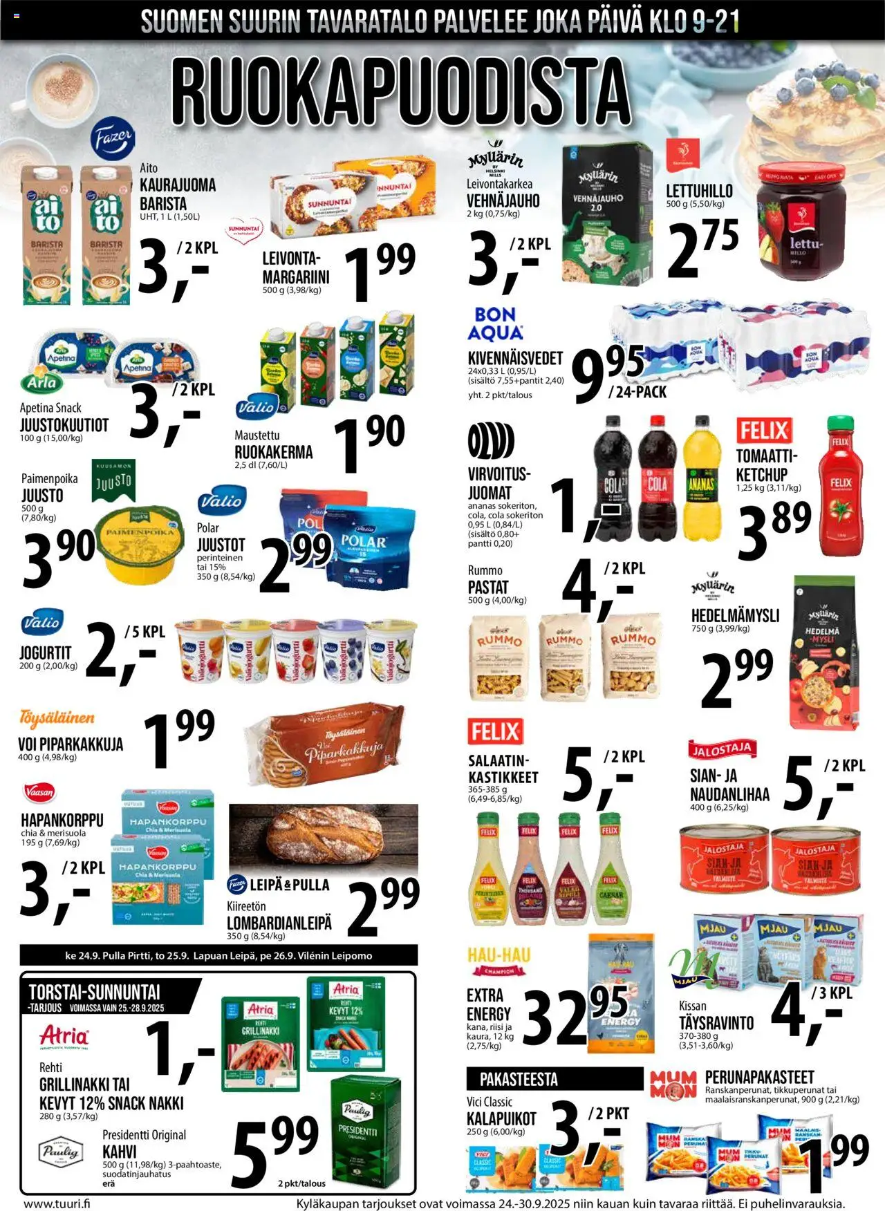 Tuuri tarjoukset – voimassa 24.09.2025 alkaen | Sivu: 6 | Tuotteet: Kaurajuoma, Kahvi, Riisi, Ananas