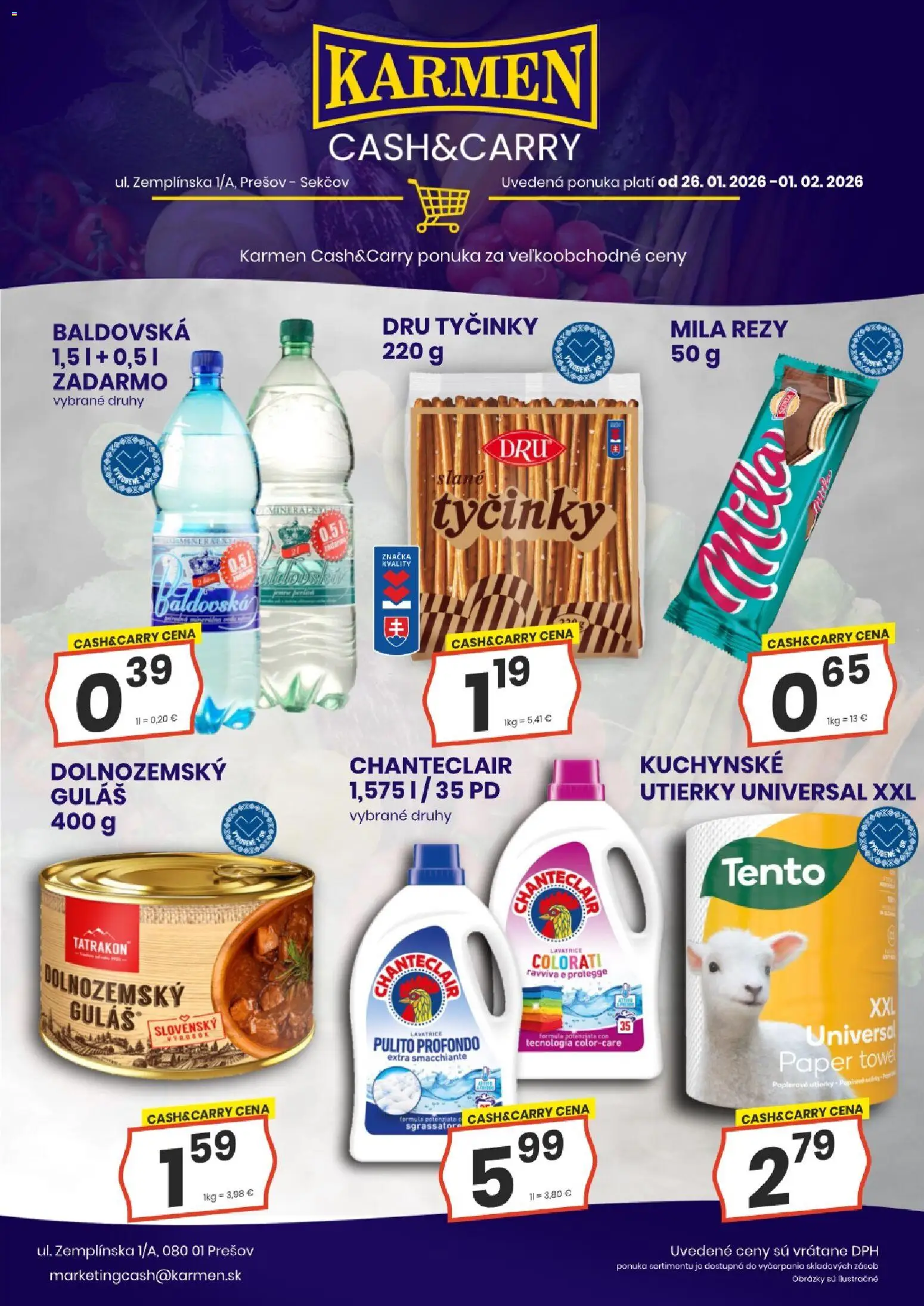 Nové KARMEN CBA akcie – leták je platný od 26.01.2026 | Strana: 2 | Produkty: Mila, Baldovská