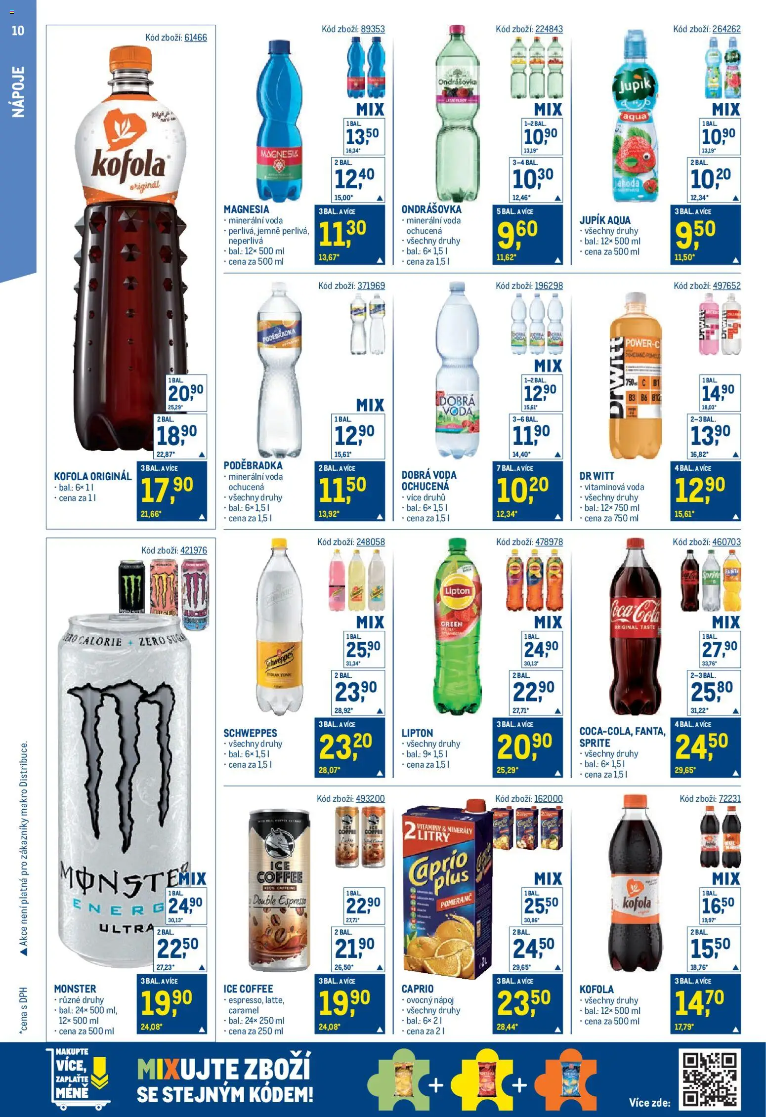 Makro leták - Maloobchod od 22.04.2026 | Strana: 10 | Produkty: Ondrášovka, Poděbradka, Coca cola, Ice coffee