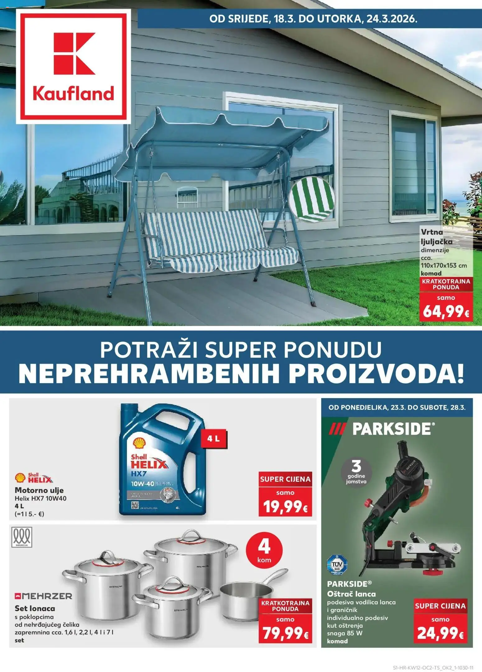 Kaufland katalog | vrijedi od 17.03.2026 | Stranica: 1 | Proizvodi: Motorno ulje, Ljuljačka, Ulje, Parkside