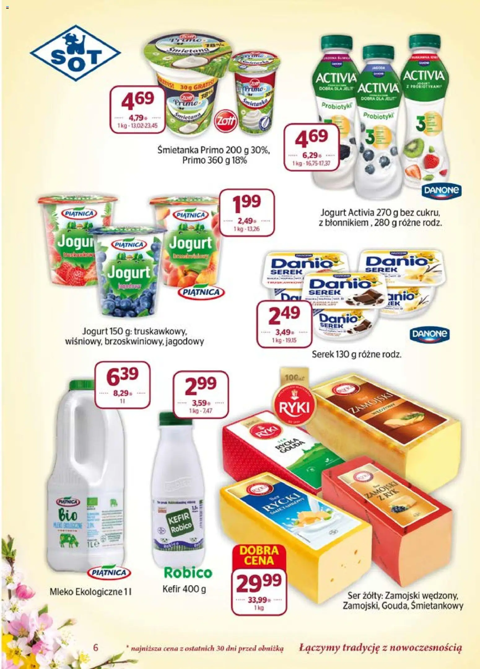 Społem gazetka od 01.04.2026 | Strona: 6 | Produkty: Ser żółty, Kefir, Serek, Mleko