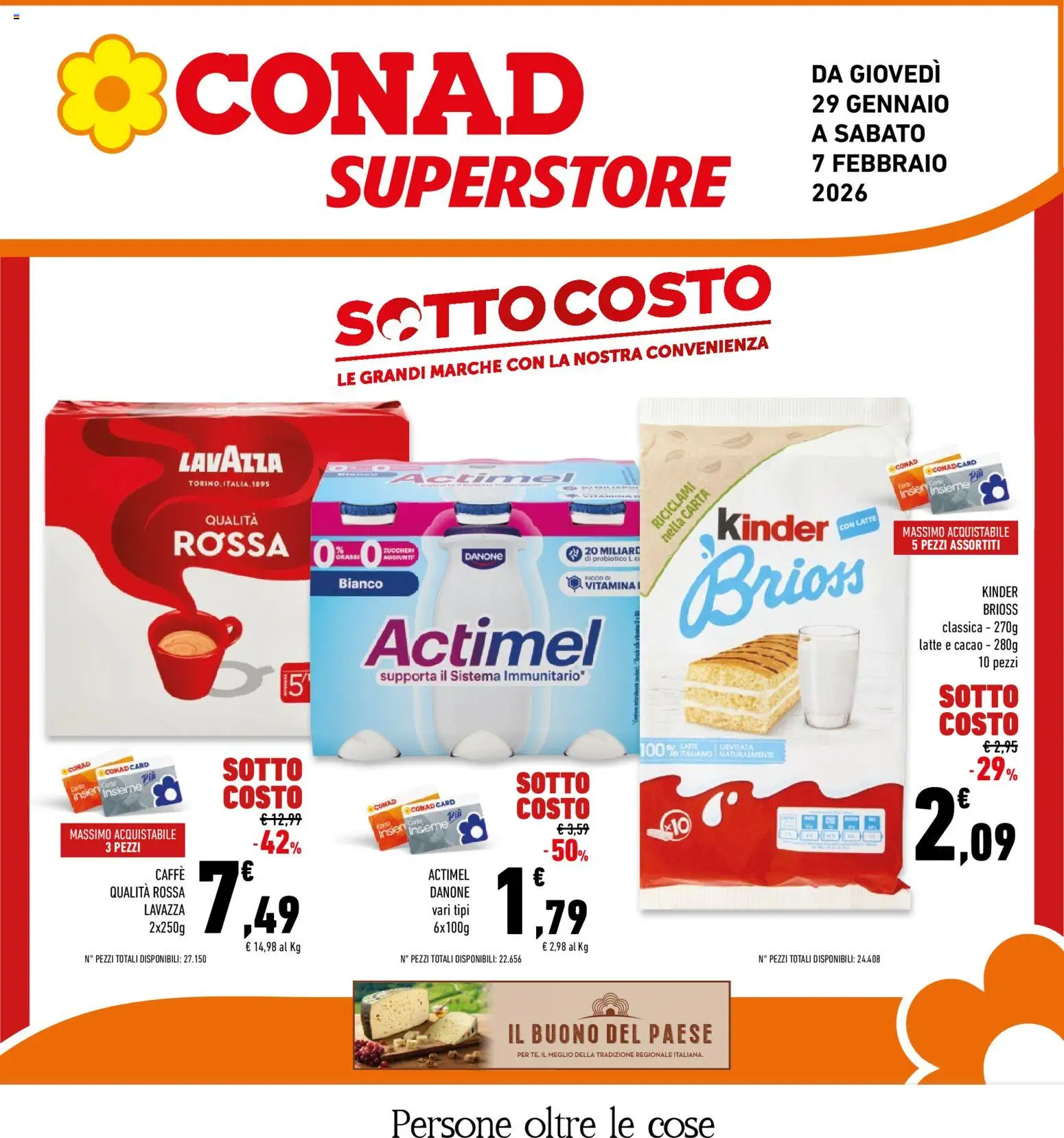 Volantino Conad del 29.01.2026 | Pagina: 1 | Prodotti: Caffè, Latte, Cacao, Lavazza