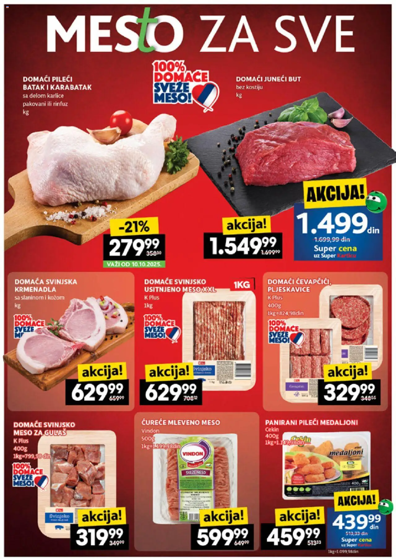 Idea katalog - važi od 09.10.2025 | Strana: 3 | Proizvode: Juneći but, Pljeskavice, Krmenadla, Meso za gulaš