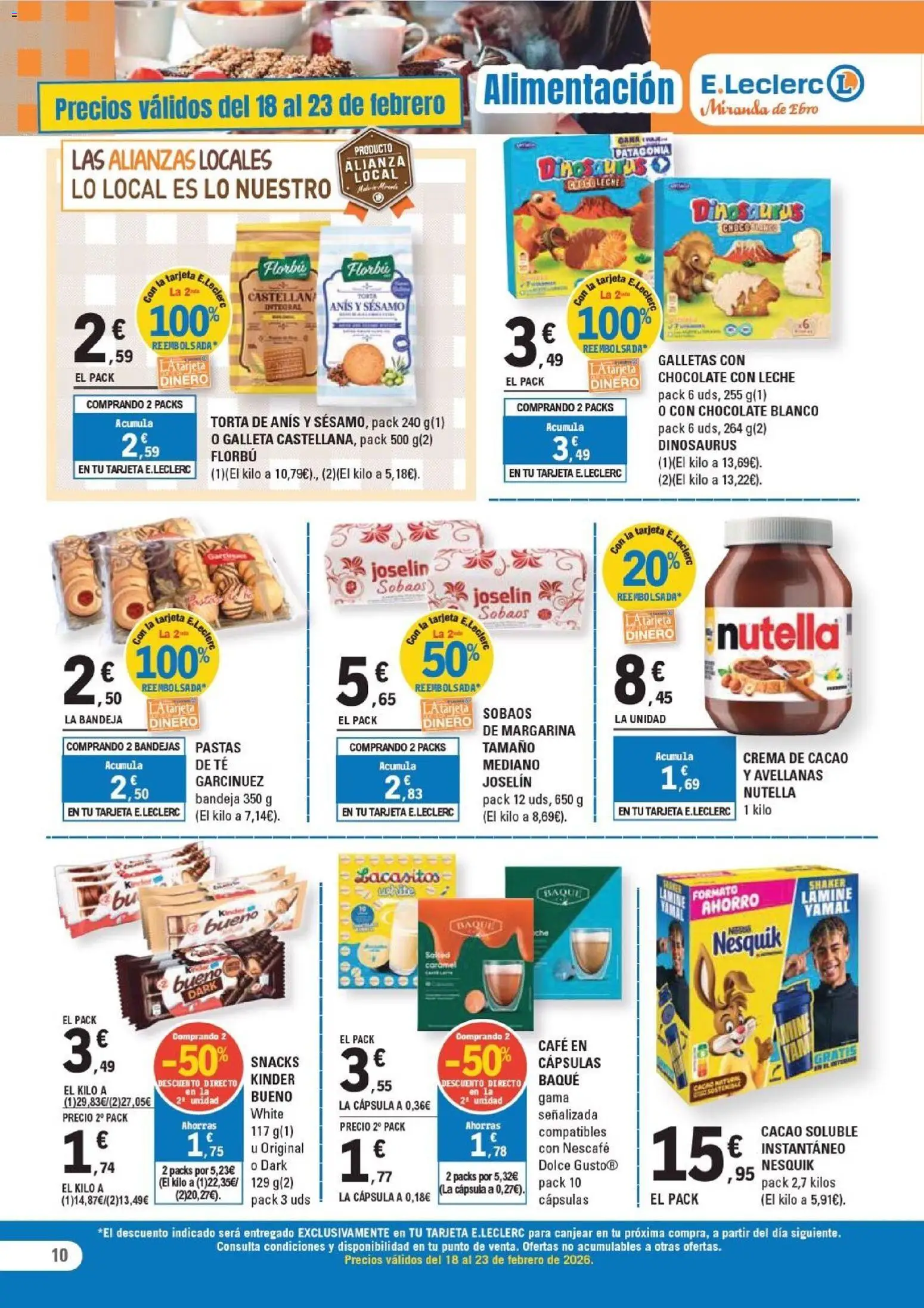 E.Leclerc - Miranda de Ebro │ válido desde el 18.02.2026 | Página: 10 | Productos: Crema de cacao, Crema, Margarina, Φρυγανιές σικάλεως