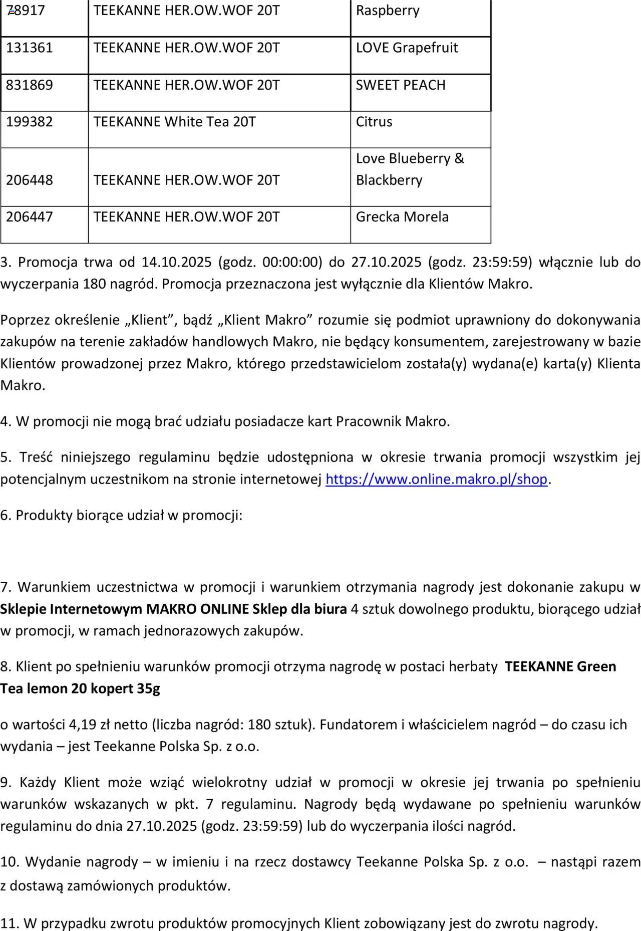 Makro Gazetka - Regulamin akcji Teekanne od 14.10.2025 | Strona: 2