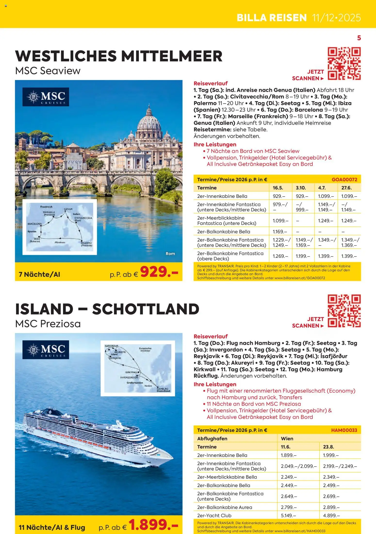 Billa Kreuzfahrten Rundreisen Erlebnisreisen 11/12-25 gültig ab 24.11.2025 | Seite: 5 | Produkte: Uhr