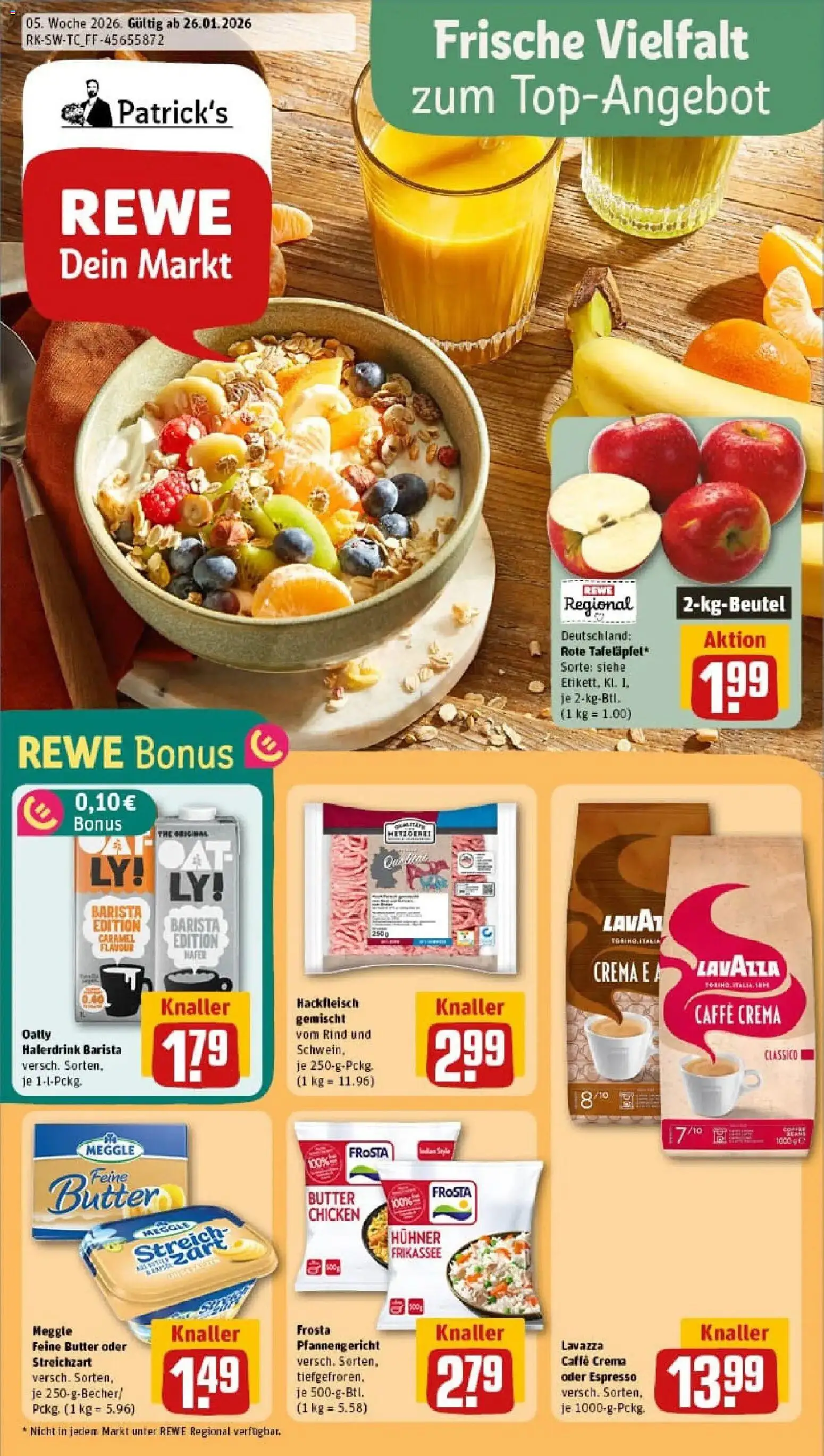 Rewe prospekt Müllheim	 – gültig ab 26.01.2026 | Seite: 1 | Produkte: Lavazza, Butter, Frosta, Oatly