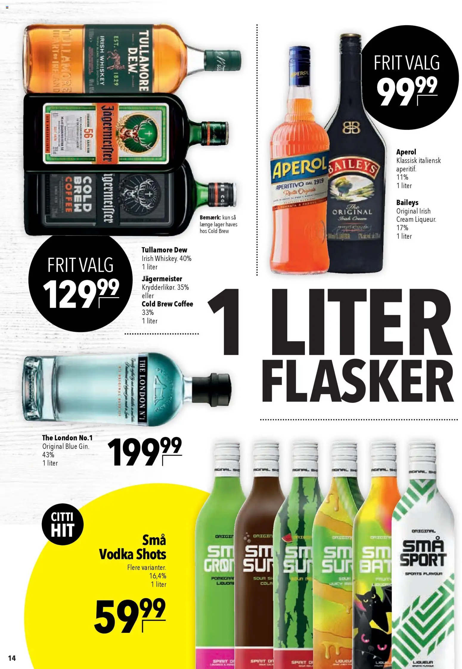 CITTI Markt Dänemark-Werbung – gültig ab 15.04.2026 | Seite: 14 | Produkte: Cola, Baileys, Vodka, Whiskey