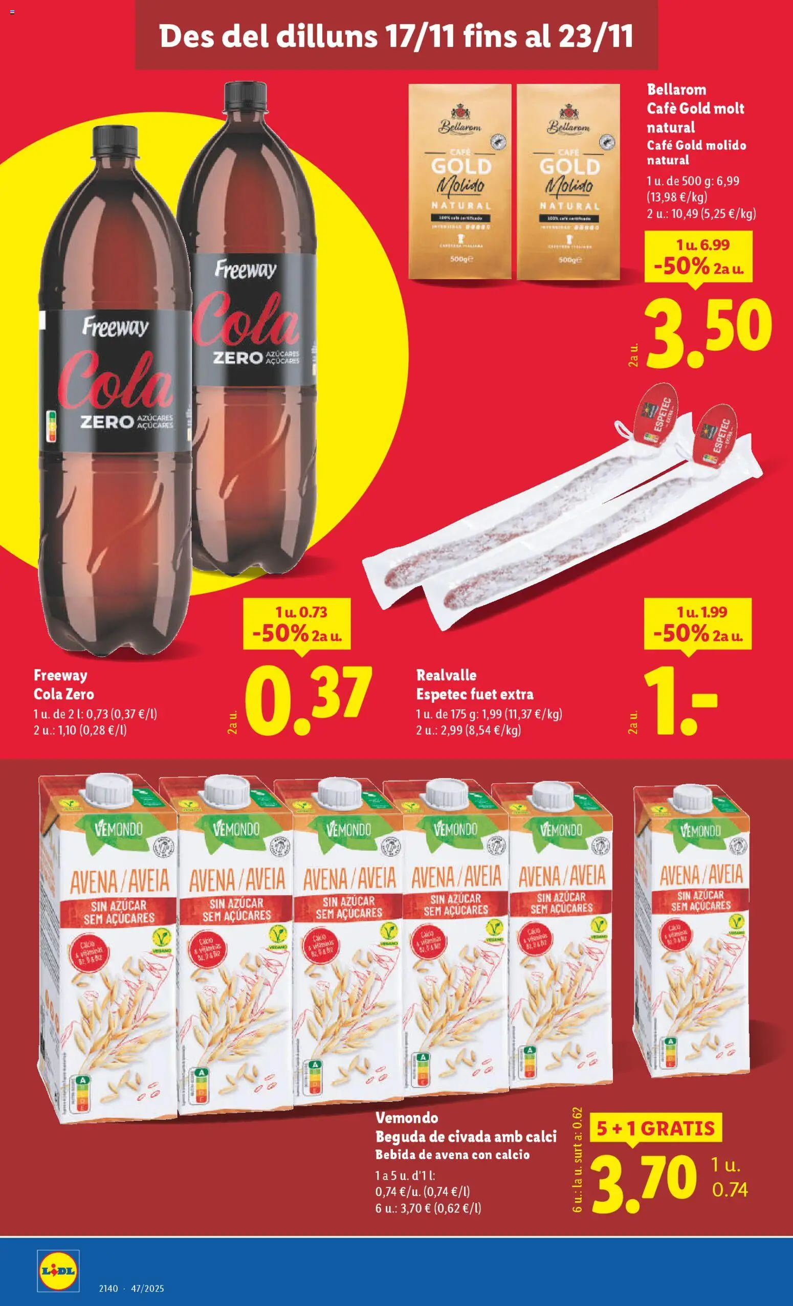 Lidl - L'Hospitalet de Llobregat │ válido desde el 17.11.2025 | Página: 4 | Productos: Café, Bebida de avena