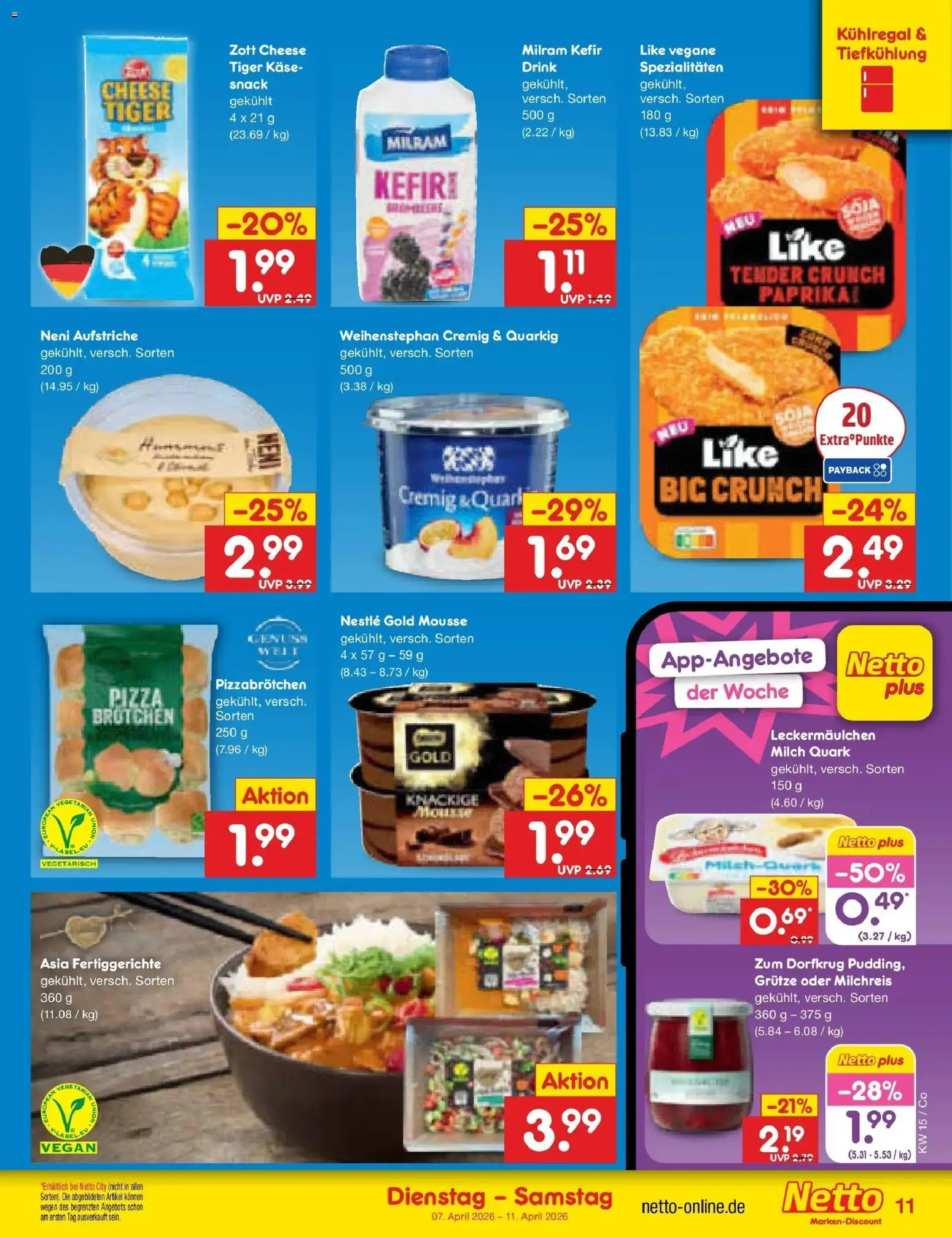 Netto Marken-Discount Prospekt Delitzsch	 – gültig ab 07.04.2026 | Seite: 13 | Produkte: Kefir, Käse, Fertiggerichte, Pizza