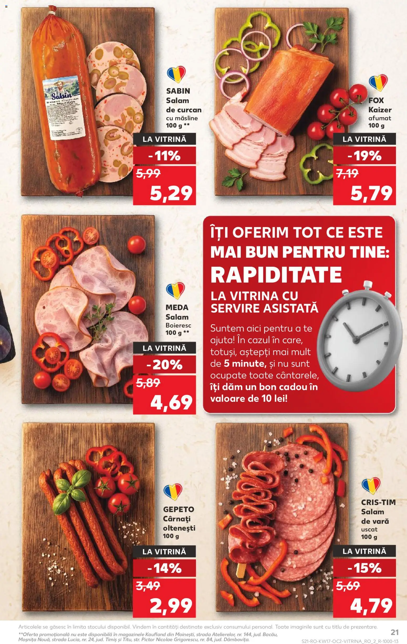 Noul catalog Kaufland – valabil de la 22.04.2026 | Pagină: 21 | Produse: Vitrină, Bacon, Salam, Cârnați
