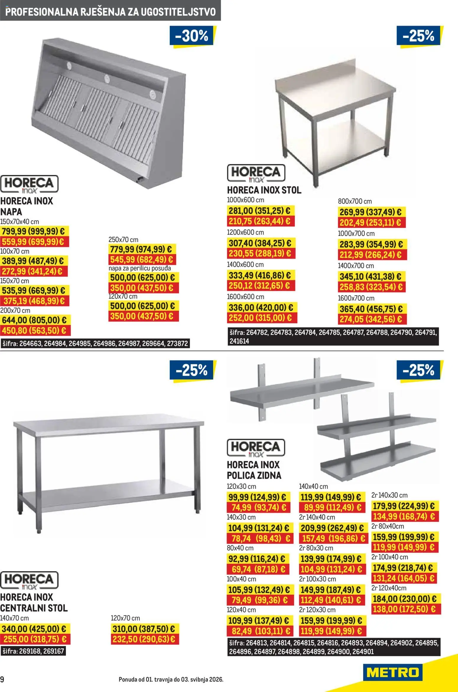 Metro katalog | vrijedi od 01.04.2026 | Stranica: 9 | Proizvodi: Polica, Stol