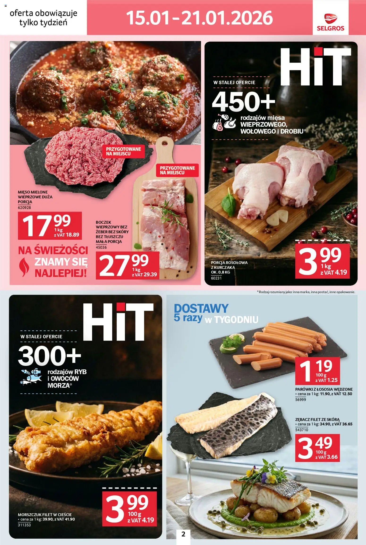 Selgros cash&carry Gazetka - Jeszcze więcej super promocji od 15.01.2026 | Strona: 2 | Produkty: Mięso, Boczek wieprzowy, Mięso mielone, Boczek