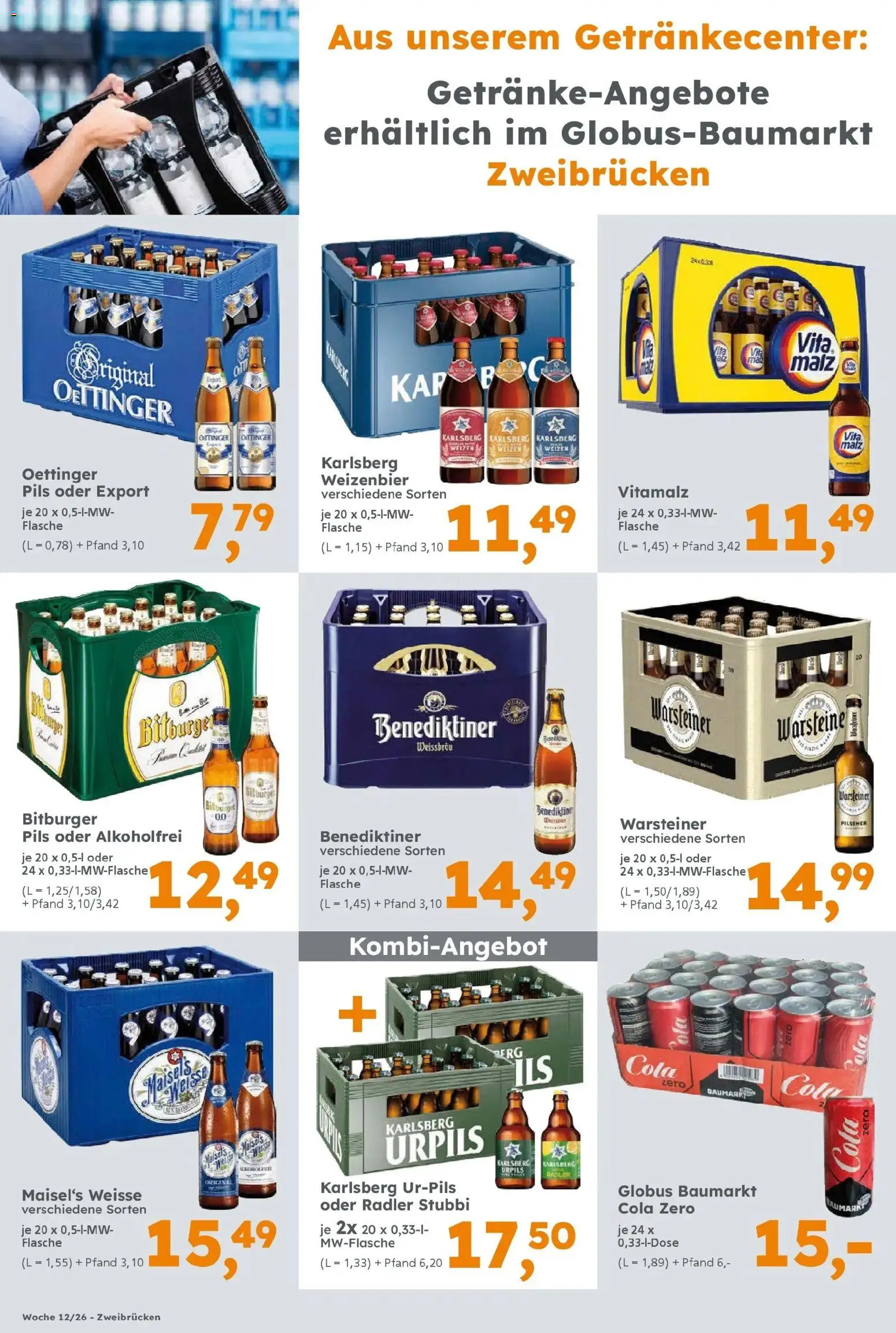 Globus Baumarkt Prospekt Zweibrücken	 – gültig ab 16.03.2026 | Seite: 16 | Produkte: Cola, Pils, Oettinger, Radler
