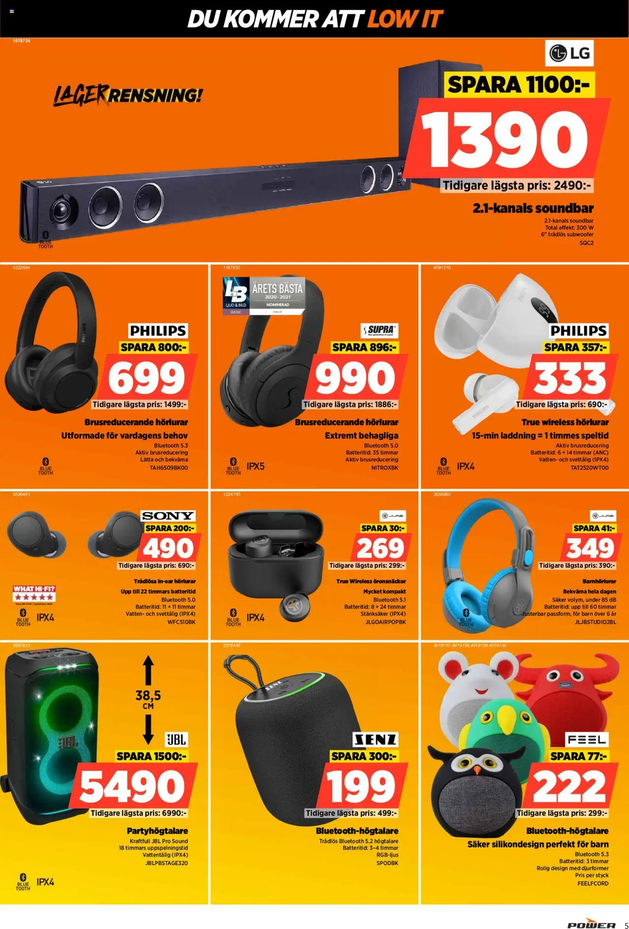 Power reklamblad aktuell från 06.10.2025 | Sida: 5 | Produkter: Hörlurar, Högtalare