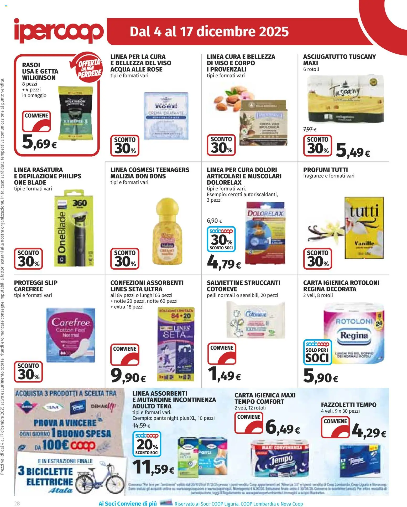 Volantino Ipercoop del 04.12.2025 | Pagina: 28 | Prodotti: Carta igienica, Slip, Cerotti, Acqua