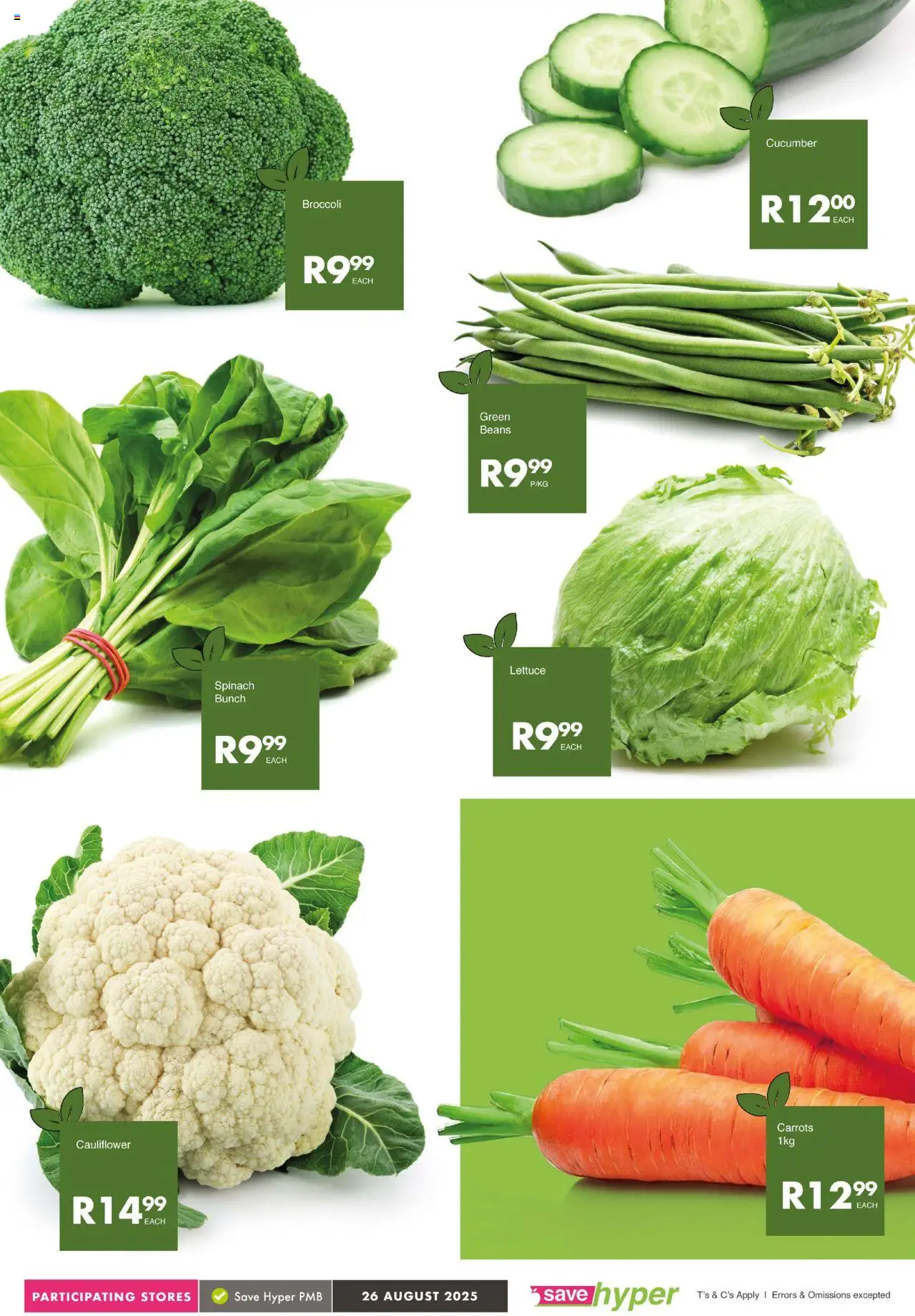 Save Market Day │ valid from 26.08.2025 | Page: 7 | Products: Cauliflower, Beans, Carrots, Lettuce