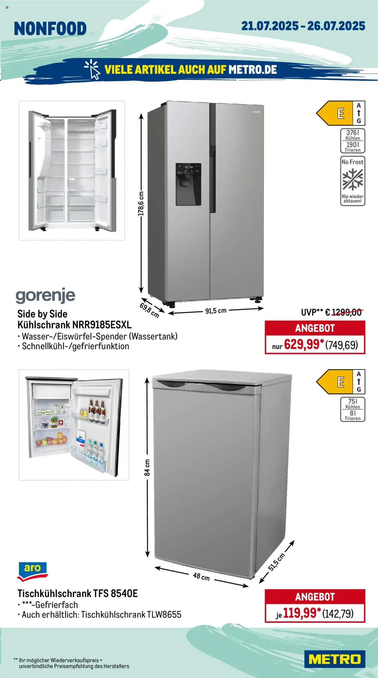 Metro Prospekt 	 - gültig ab dem 21.07.2025 | Seite: 19 | Produkte: Gorenje, Kühlschrank