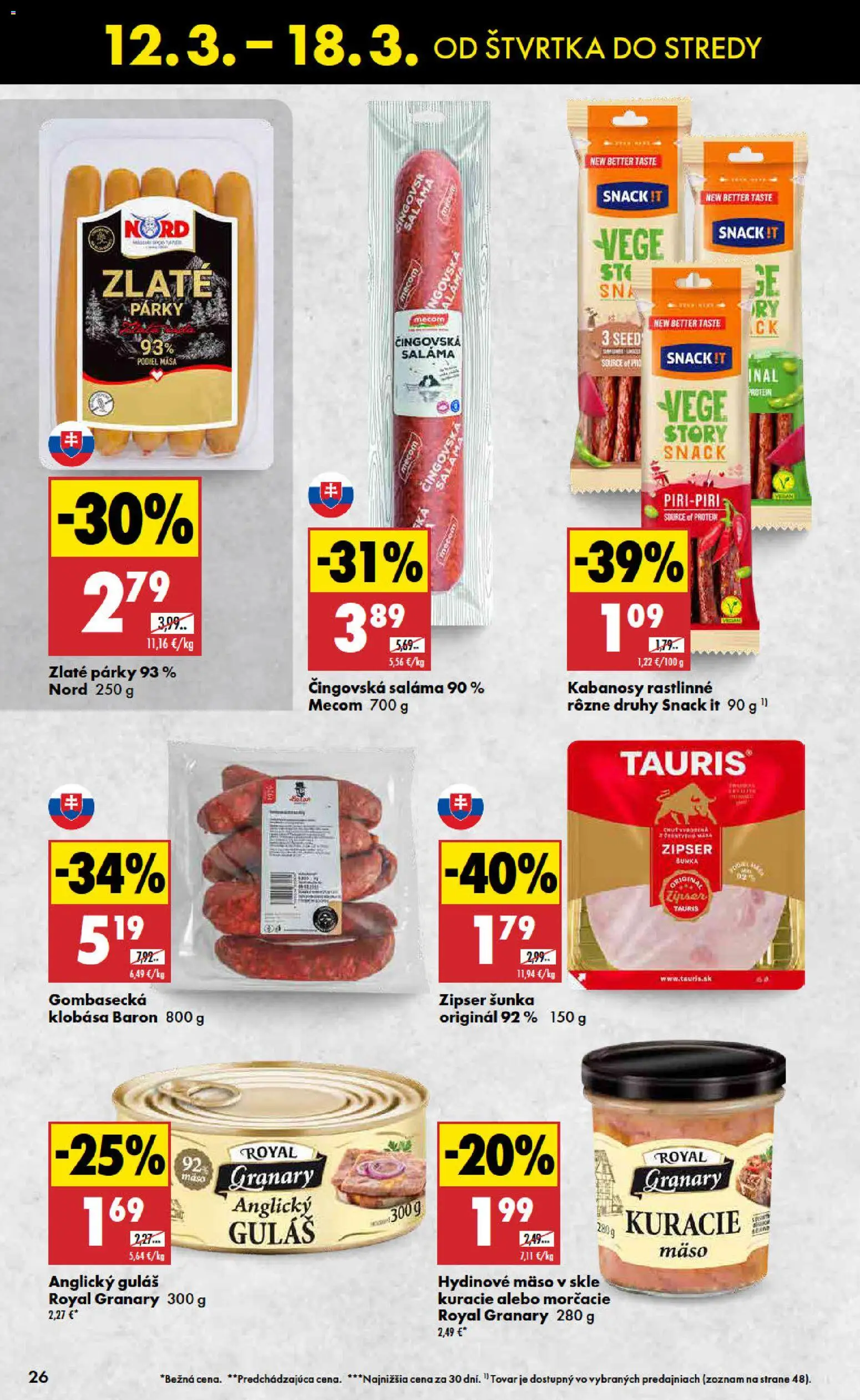 Nové Biedronka akcie – leták je platný od 12.03.2026 | Strana: 26 | Produkty: Šunka, Klobása, Protein, Párky
