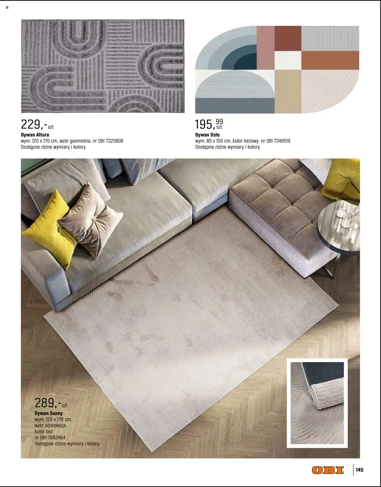 OBI Gazetka - Kuchnia Łazienka Salon od 20.08.2025 | Strona: 145 | Produkty: Dywan