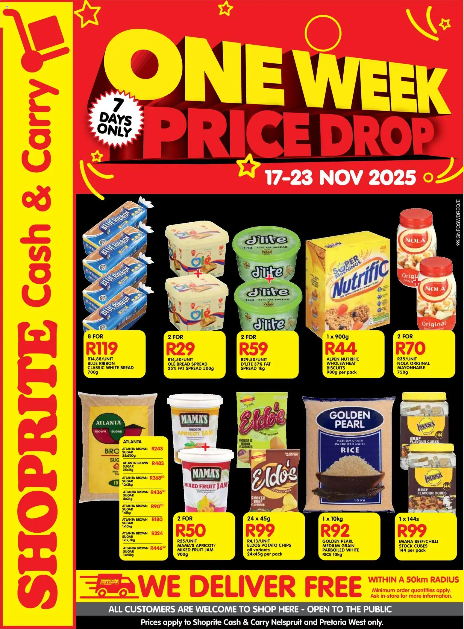 New Shoprite catalogue – valid from 17.11.2025 | Page: 1 | Products: Jam, Bread, Biscuits, Fat spread