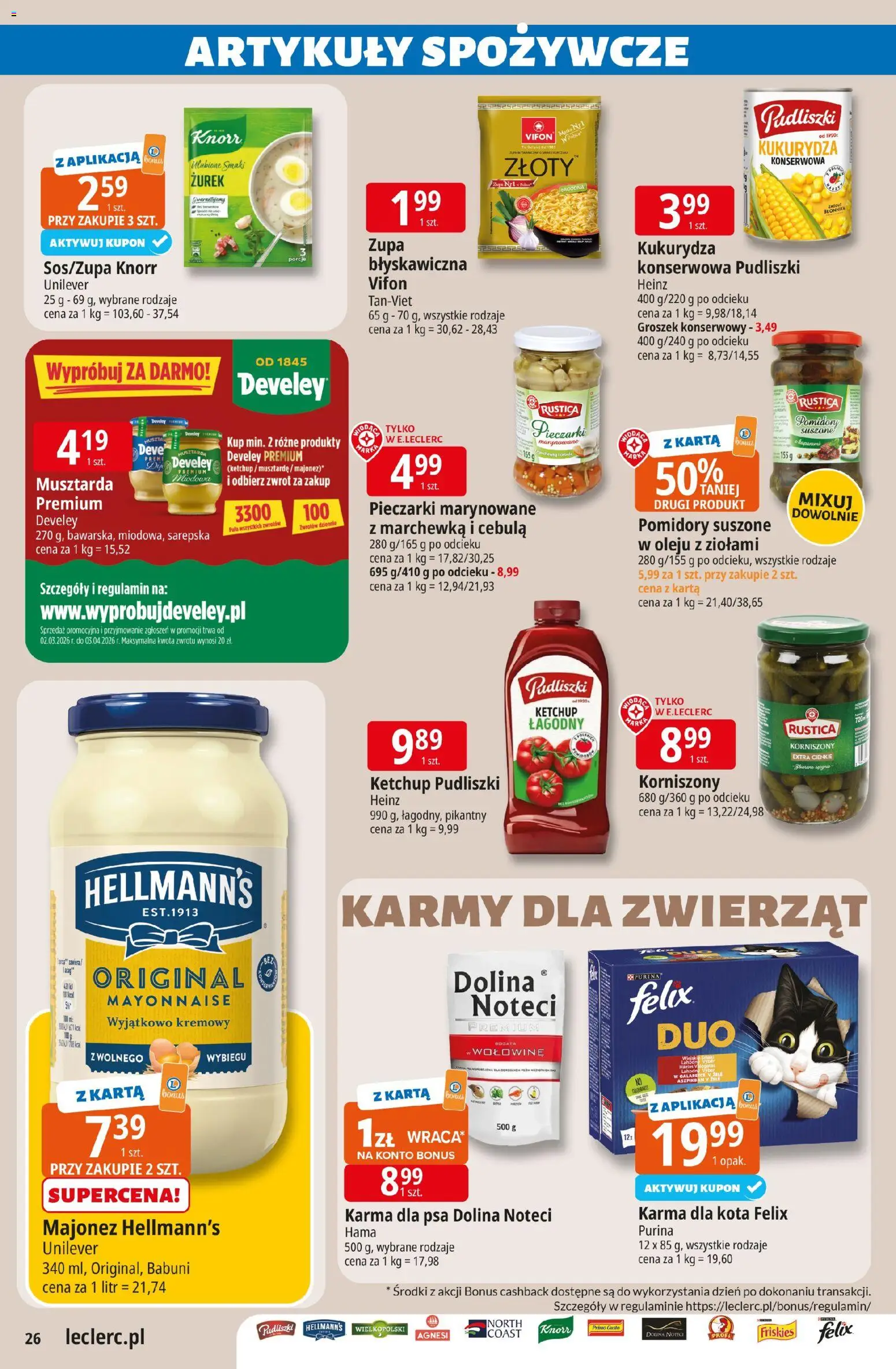 E.Leclerc gazetka - Elbląg od 17.03.2026 | Strona: 26 | Produkty: Warka, Musztarda, Karma dla psa, Marchewka