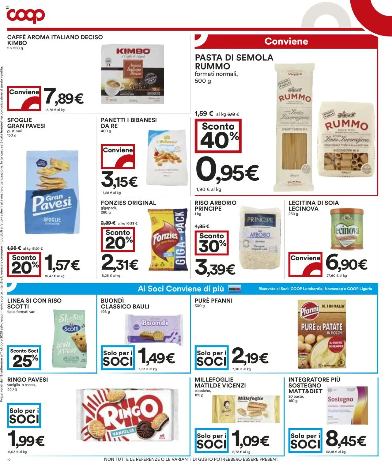 Volantino COOP del 18.09.2025 | Pagina: 10 | Prodotti: Caffè, Riso, Fiocchi, Patate