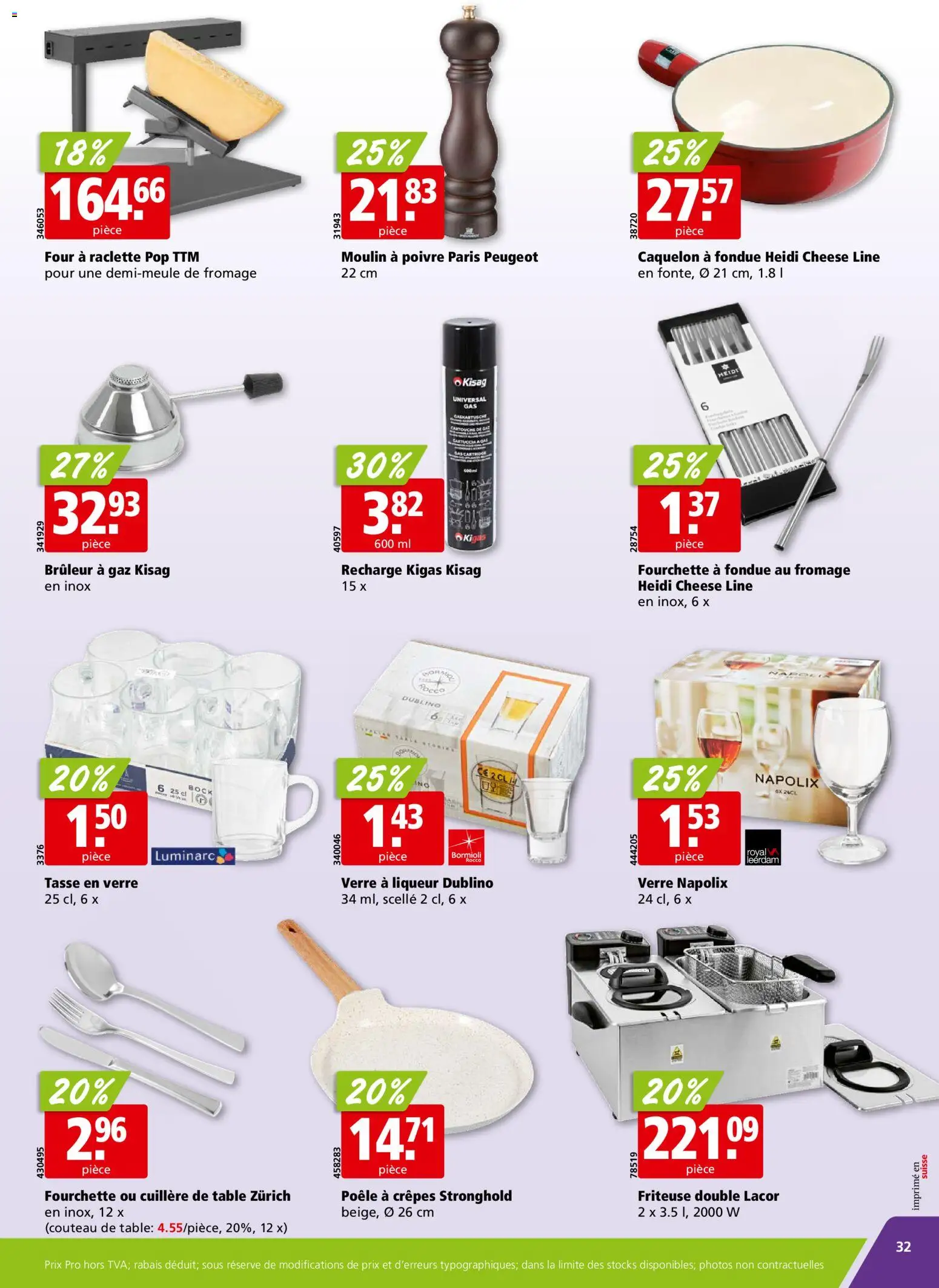 Aligro Aktionen Chavannes, Matran, Genève, Sion – gültig ab 26.01.2026 | Seite: 32 | Produkte: Friteuse, Raclette, Fondue