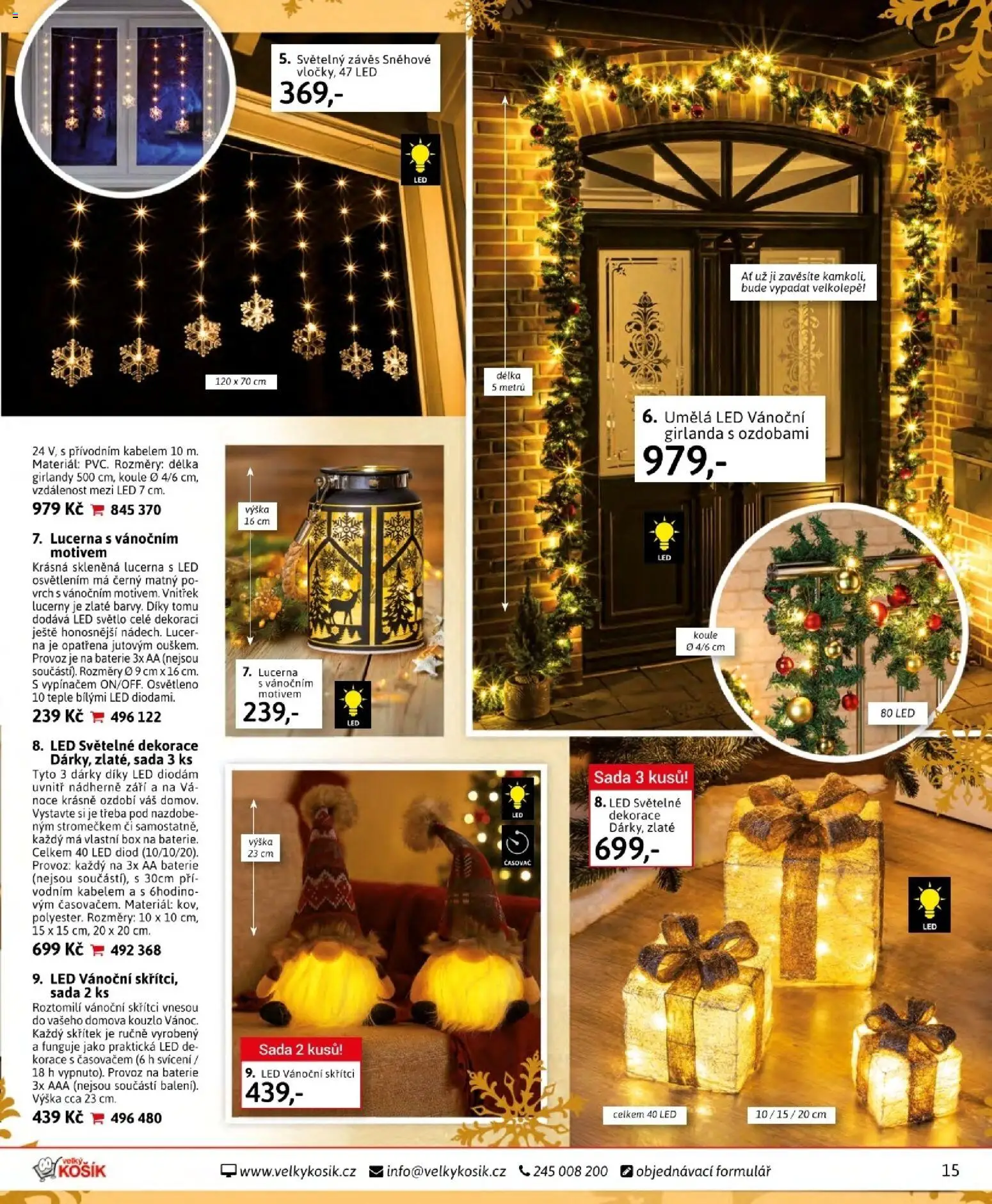 Velký Košík katalog listopad 2025 od 01.11.2025 | Strana: 15 | Produkty: Vánoční skřítci, LED, Dekorace, Vánoční girlanda