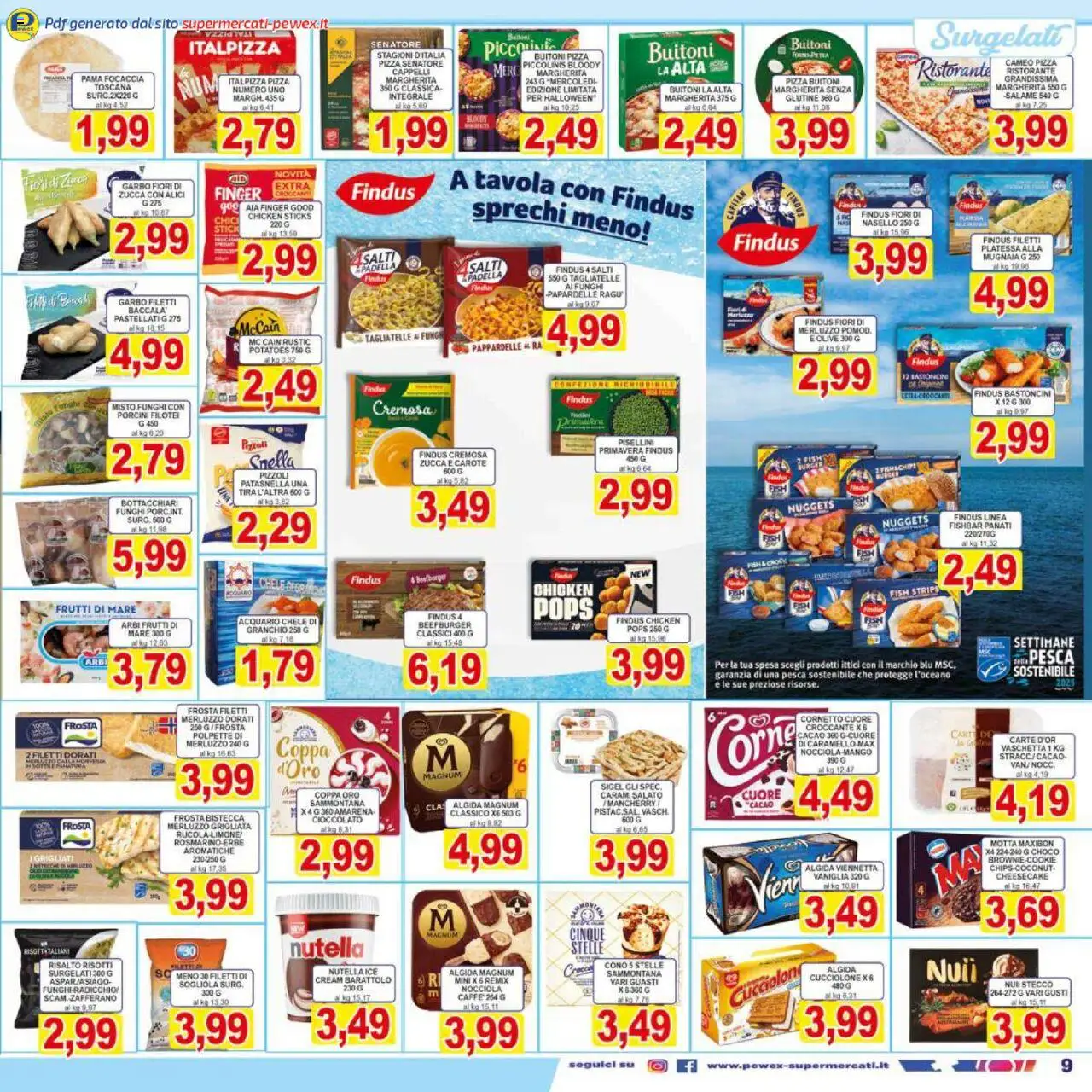 Volantino Pewex del 17.10.2025 | Pagina: 9 | Prodotti: Cioccolato, Focaccia, Carote, Pesca