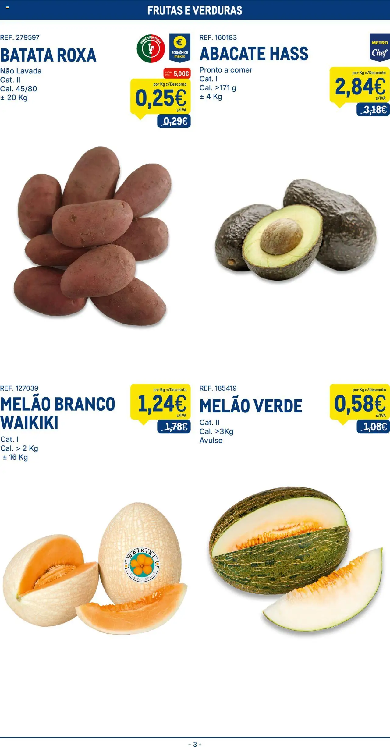Makro folheto │ válido de 22.07.2025 | Página: 3 | Produtos: Batata, Abacate, Melão