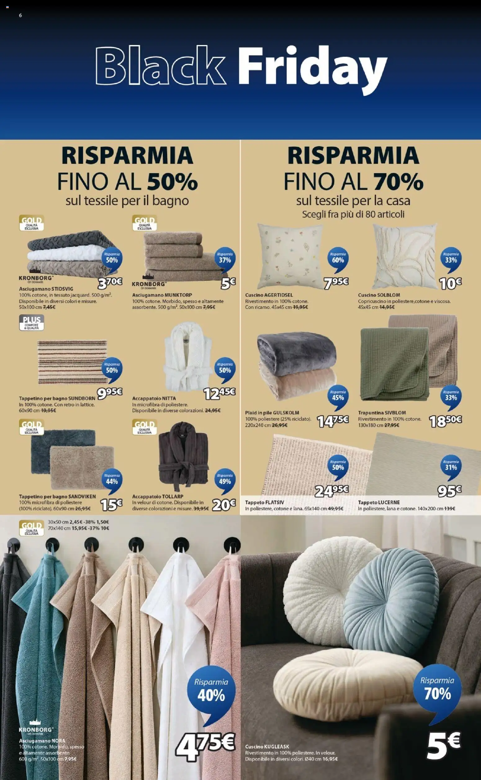 Volantino JYSK del 24.11.2025 | Pagina: 6 | Prodotti: Pile, Accappatoio, Cuscino, Tappeto