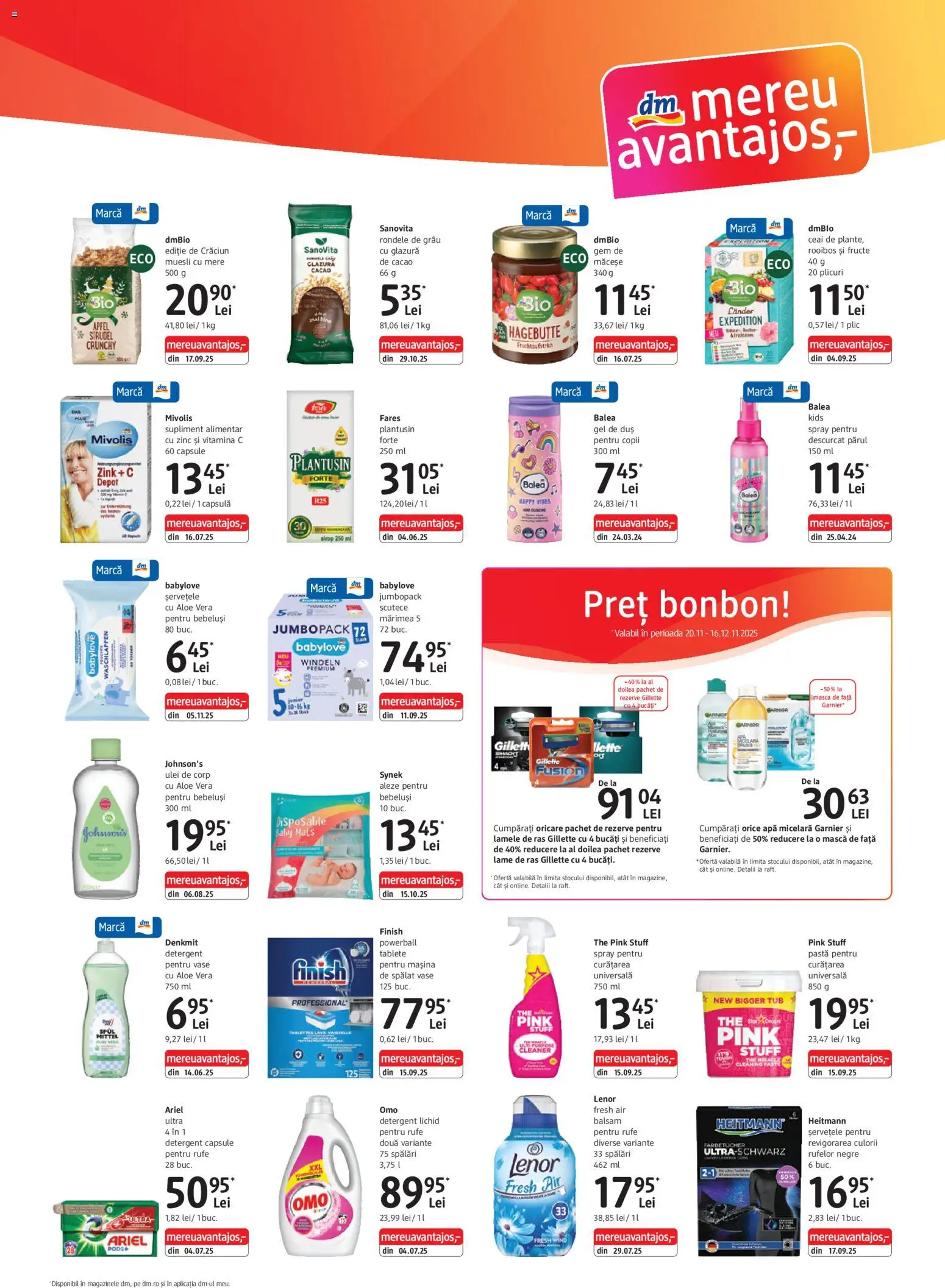 Noul catalog DM drogeriemarkt – valabil de la 20.11.2025 | Pagină: 3 | Produse: Balsam, Apă micelară, Detergent, Scutece