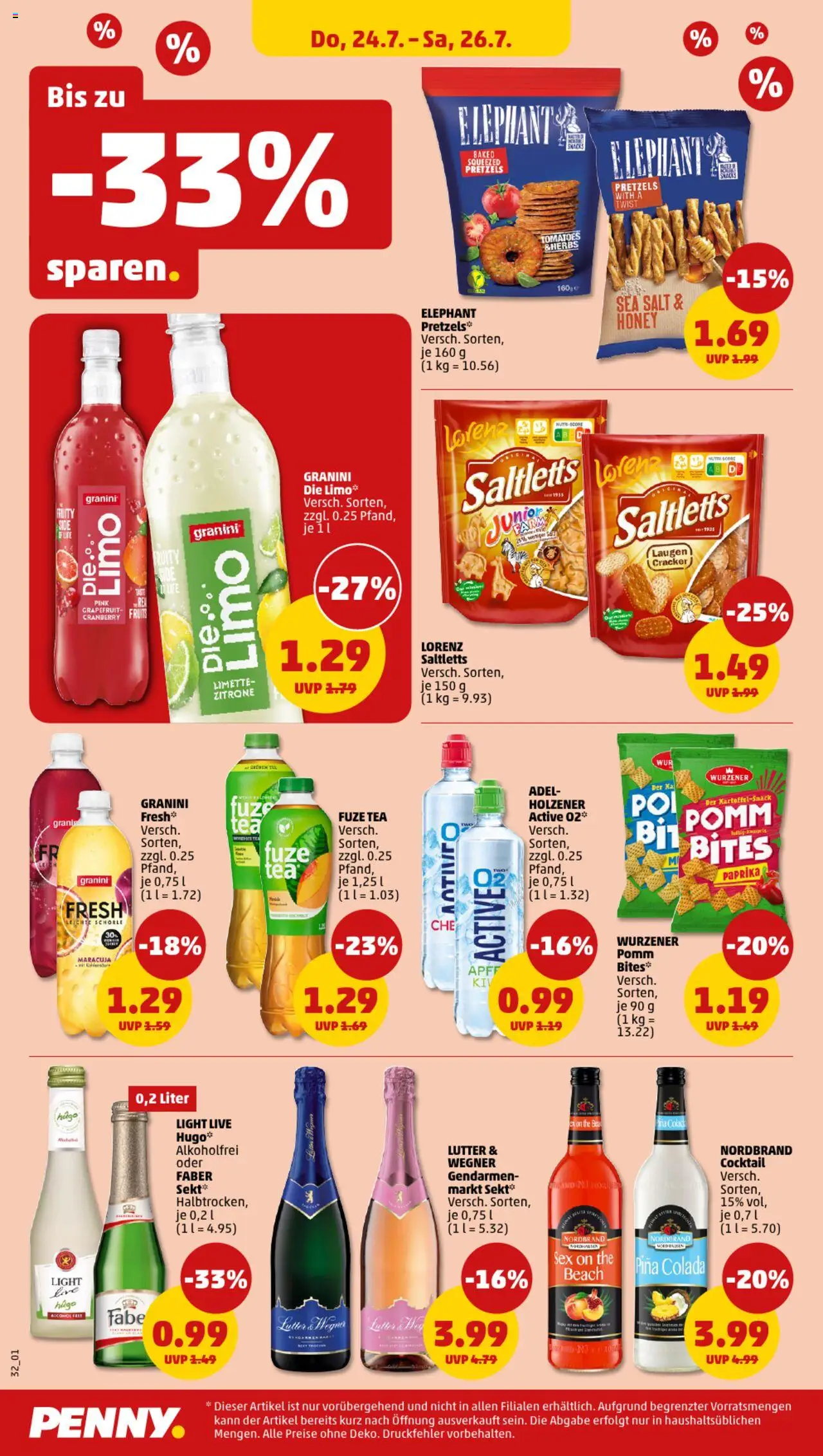 Penny Prospekt 	 - gültig ab dem 21.07.2025 | Seite: 32 | Produkte: Sekt, Zitrone, Granini, Granini die limo