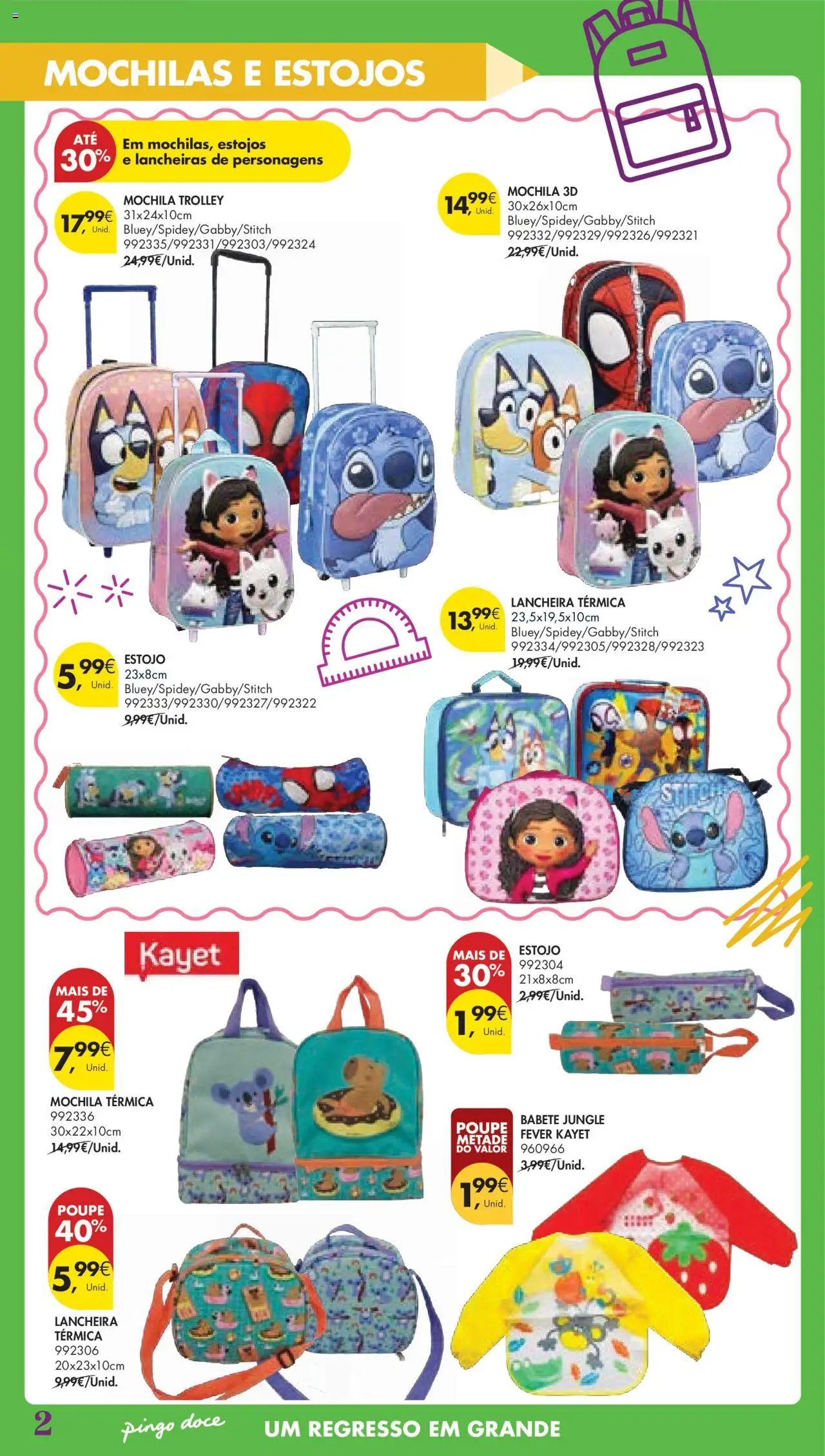 Pingo Doce Regresso às Aulas Hipers │ válido de 05.08.2025 | Página: 2 | Produtos: Mochila, Mochilas
