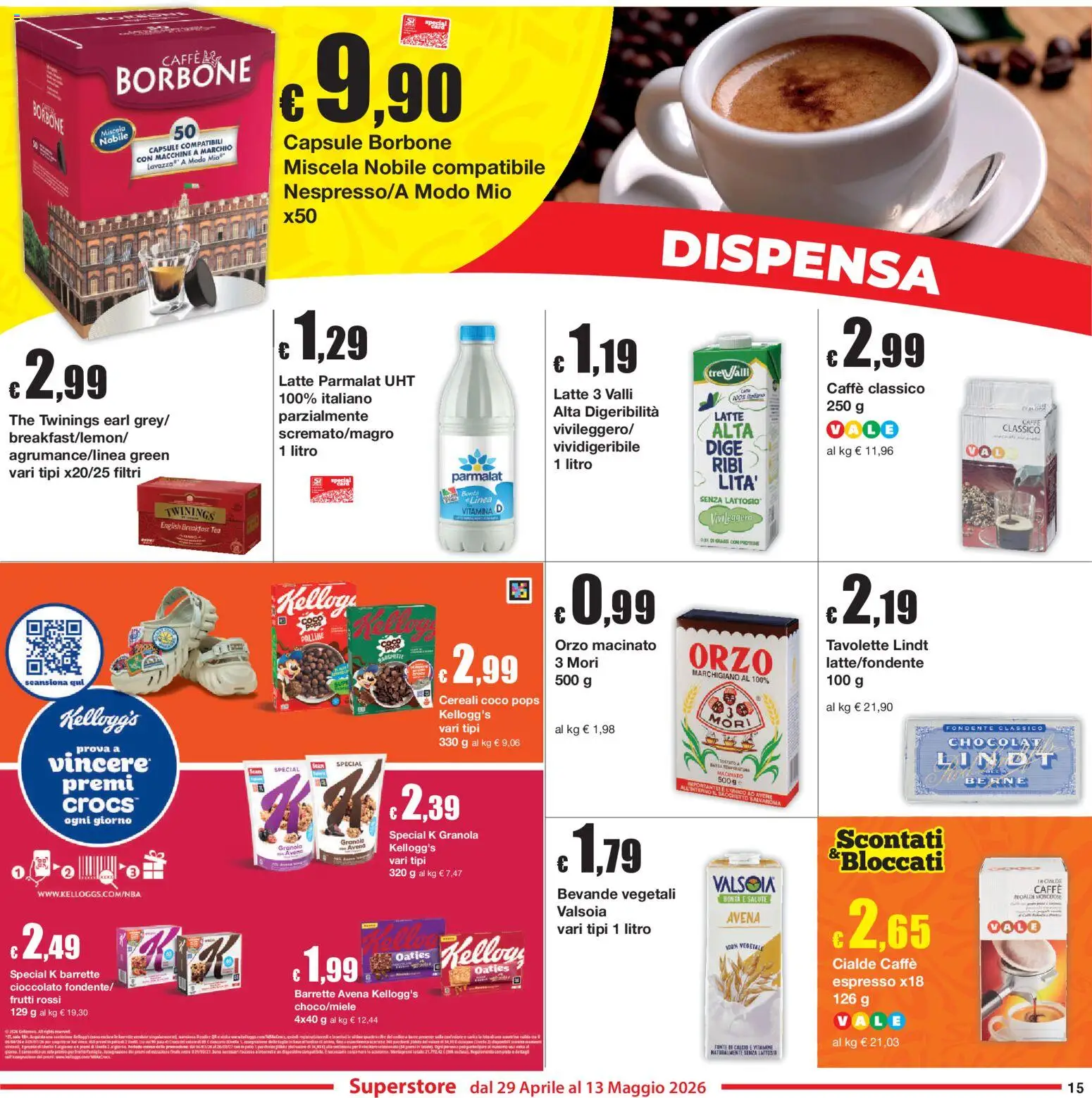 Volantino Sì con Te del 29.04.2026 | Pagina: 15 | Prodotti: Cioccolato, Cereali, The, Macinato