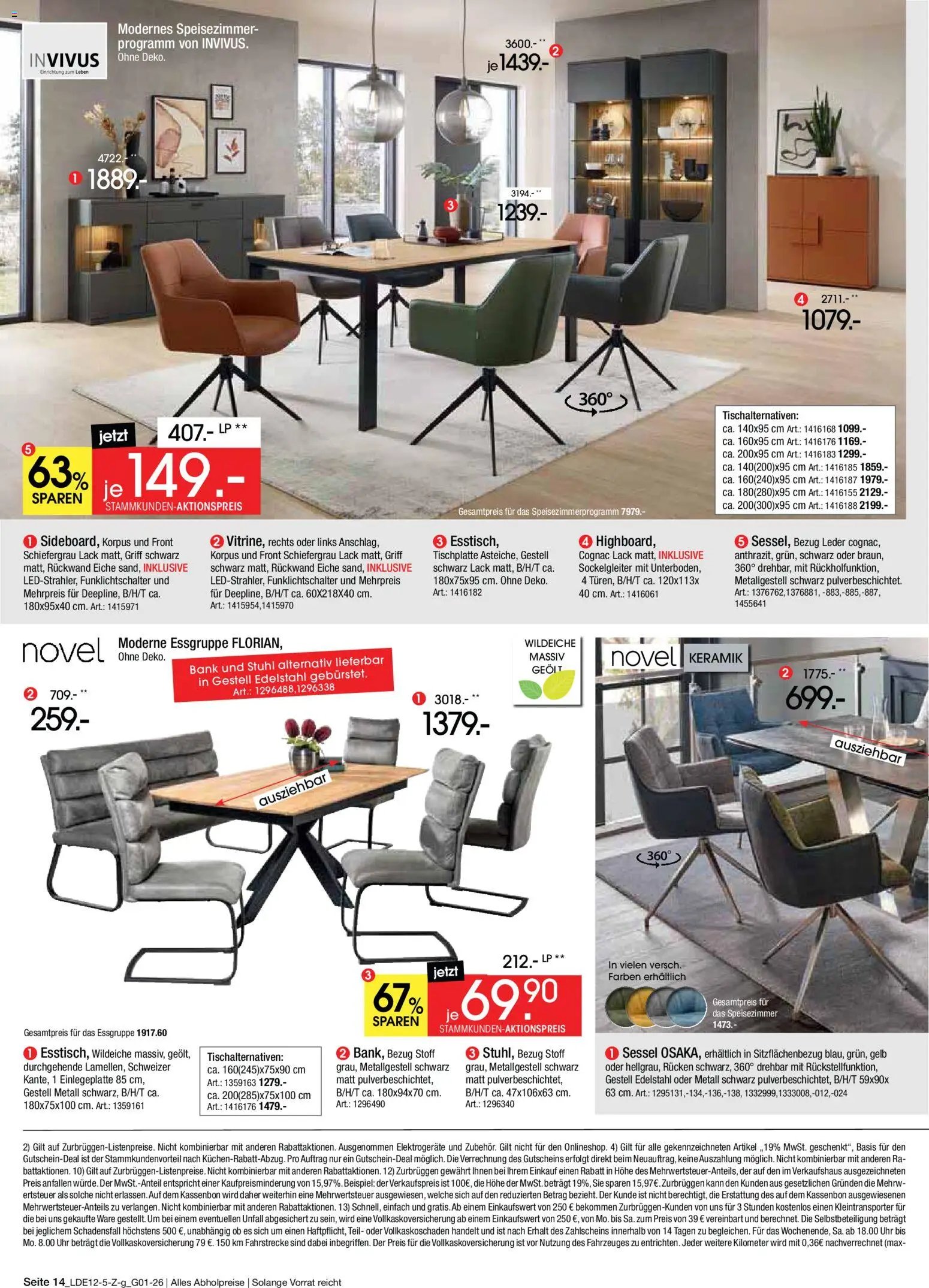 Zurbrüggen - Inventur-Verkauf – gültig ab 26.12.2025 | Seite: 18 | Produkte: Essgruppe, Sessel, Stuhl, Uhr