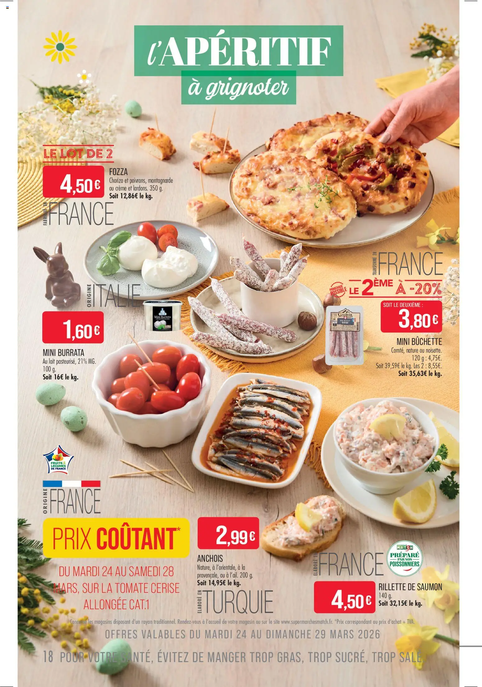 {H1} | Page: 18 | Produits: Noisette, Lait, Burrata, Saumon