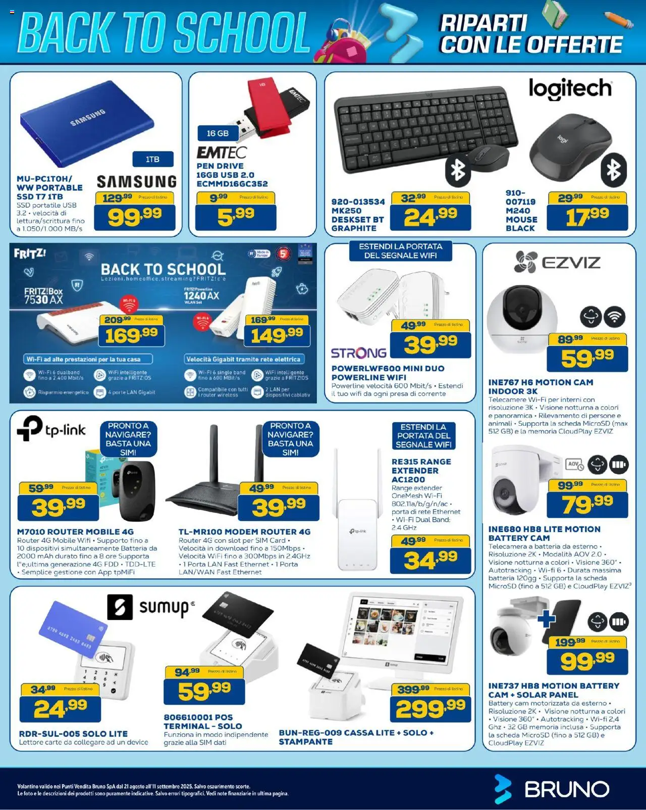 Volantino BRUNO del 21.08.2025 | Pagina: 9 | Prodotti: Router, Range extender, Mouse, Samsung