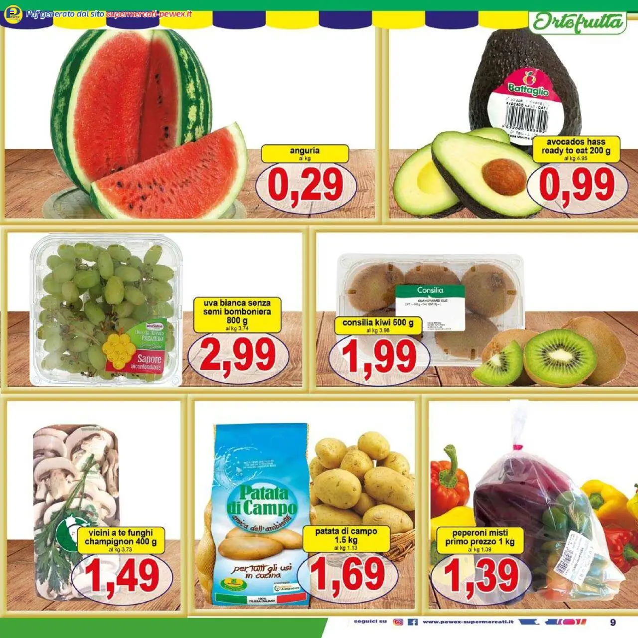 Volantino Pewex del 06.08.2025 | Pagina: 9 | Prodotti: Tè, Peperoni, Kiwi, Anguria